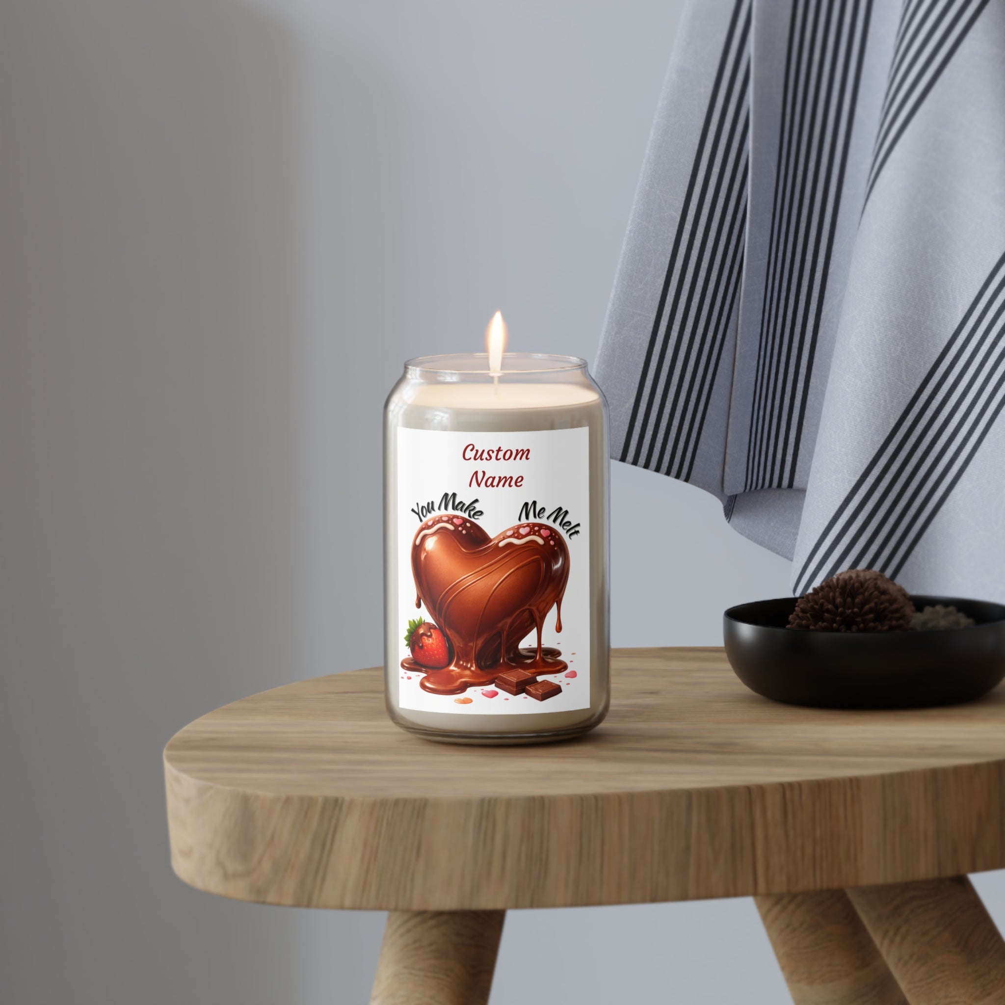 Personalized Chocolate Heart Soy Candle — "You Make Me Melt" (13.75 oz)