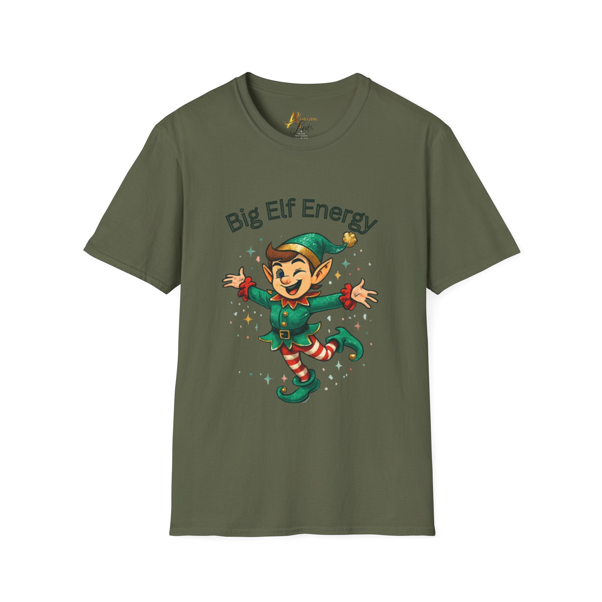 Adult Themed Big Elf  T-Shirt — 'Big Elf Energy' Christmas Attire