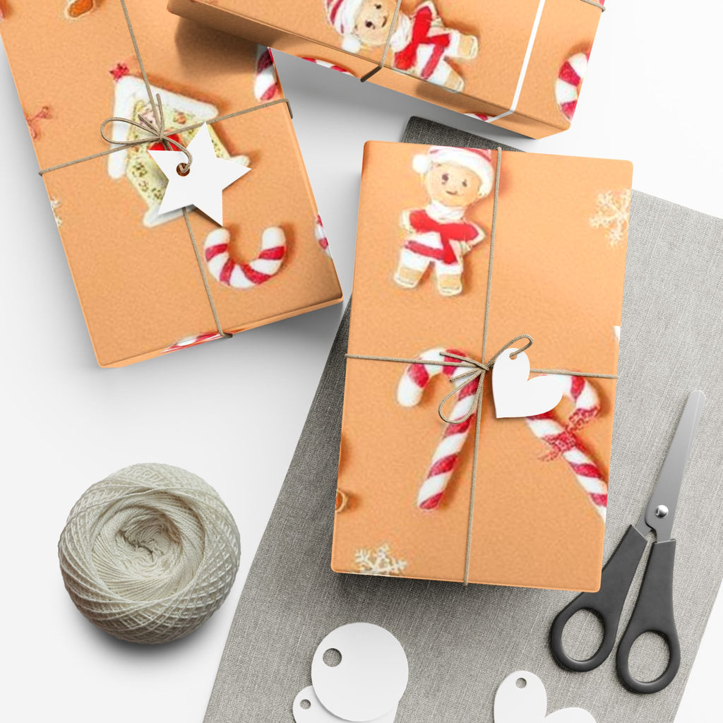 Wrapping Paper — Gingerbread & Candy Cane Holiday Gift Wrap