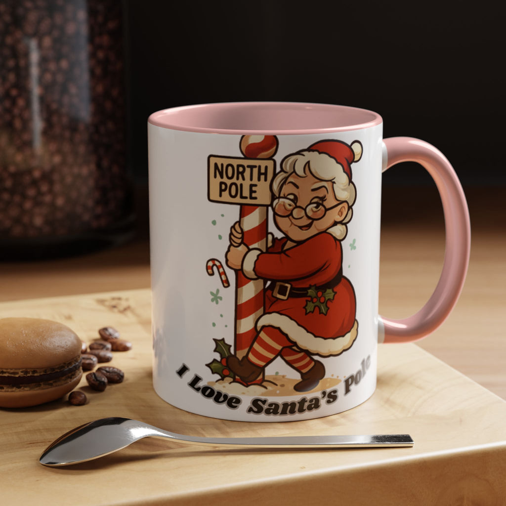 Festive Mrs. Claus Holiday Gift (11/15 oz) - 'I Love Santa's Pole' Coffee Mug
