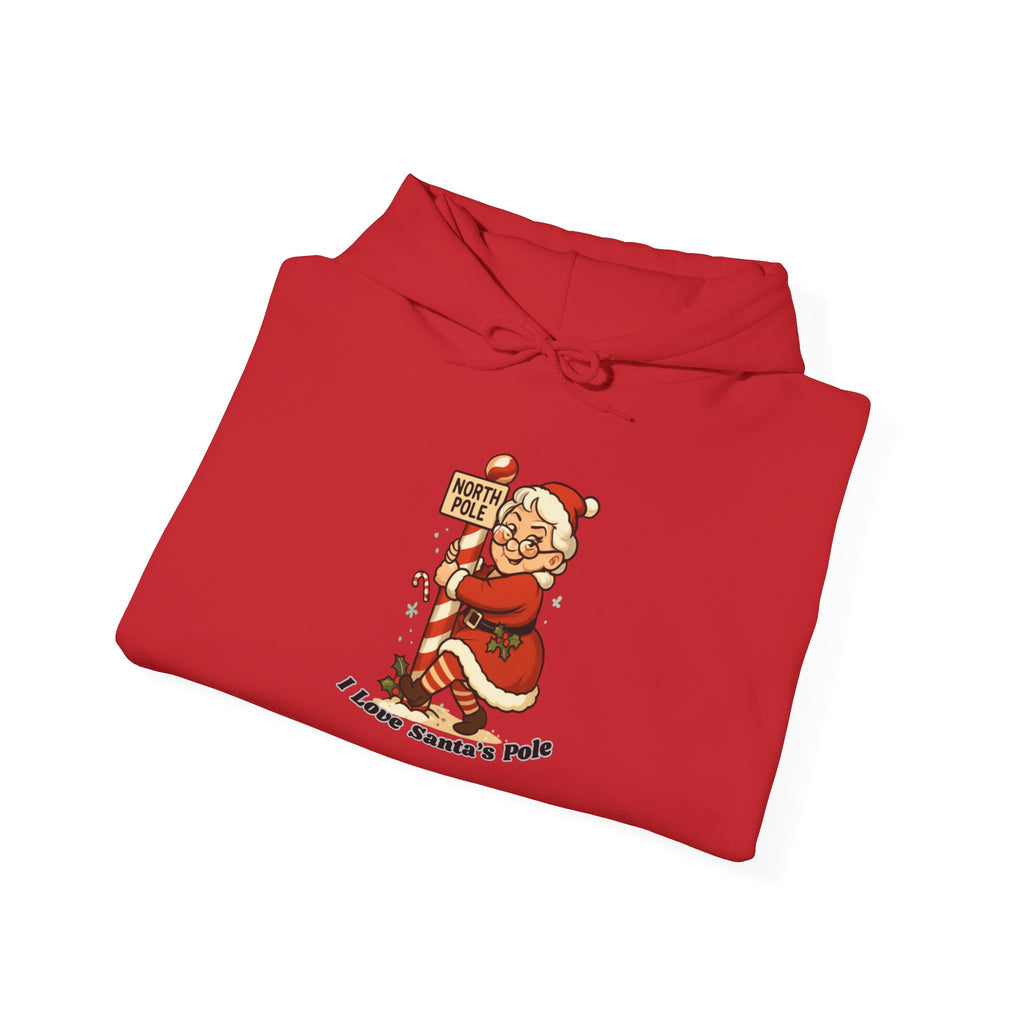 Adult Themed Mrs. Clause Hoodie - 'I Love Santa's Pole' Christmas Attire