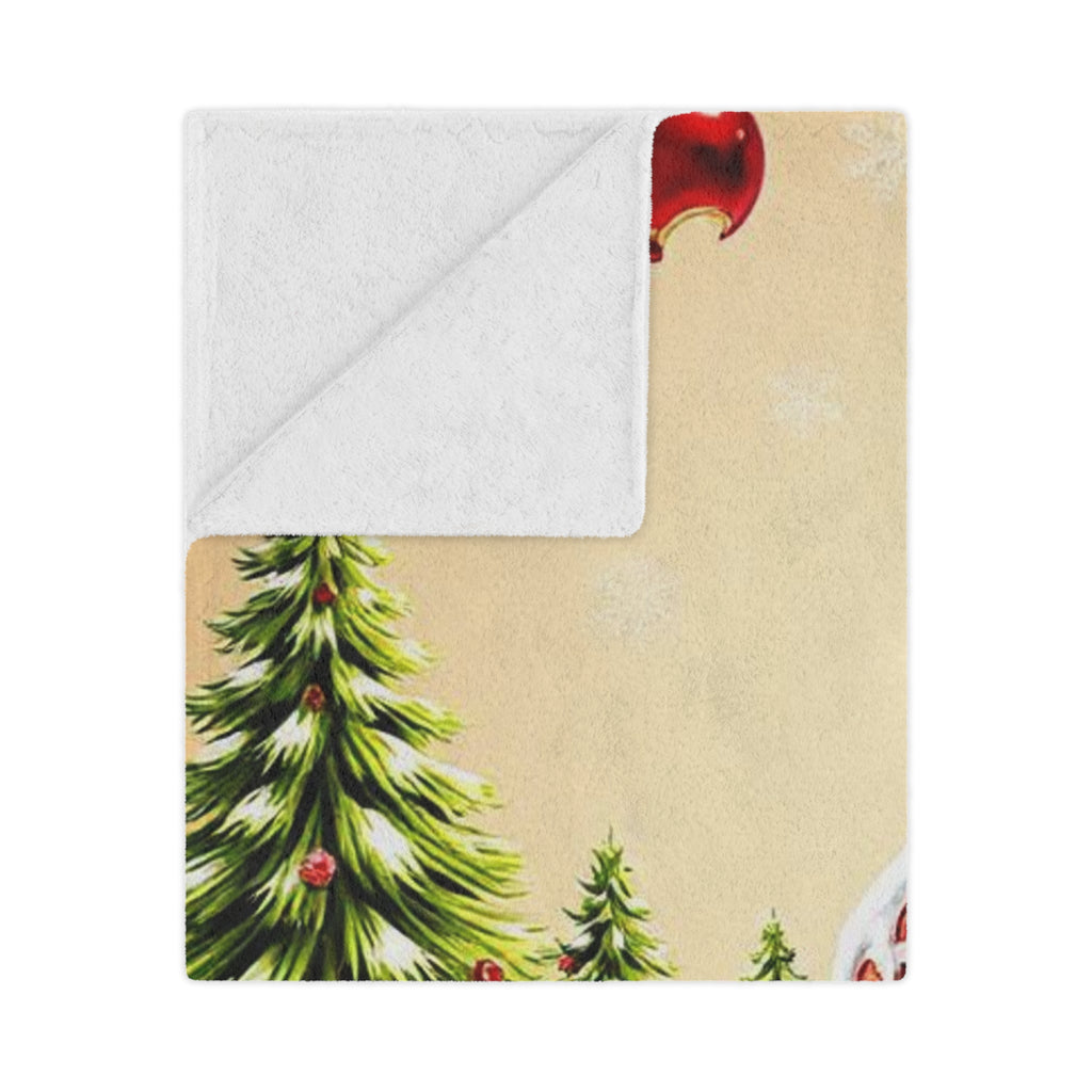 Christmas Gingerbread House Minky Blanket — Cozy Holiday Throw with Candy & Pine Tree Design