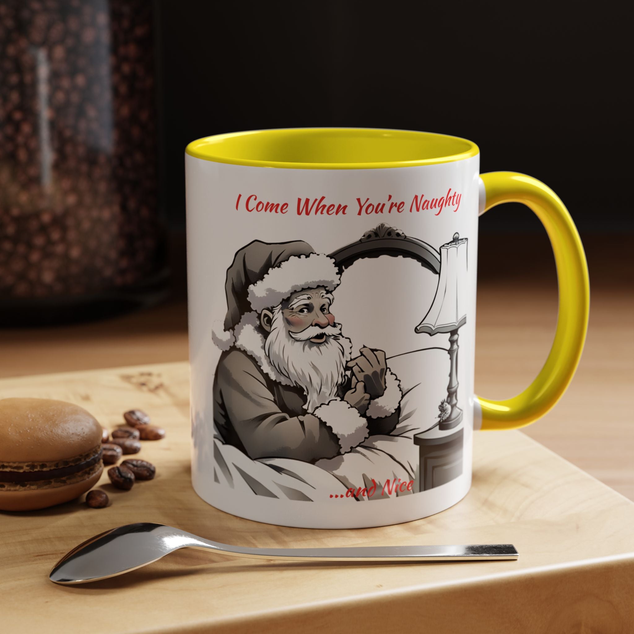 Santa Naughty Coffee Mug - "I Come When You're Naughty" Holiday Accent Mug (11/15oz)