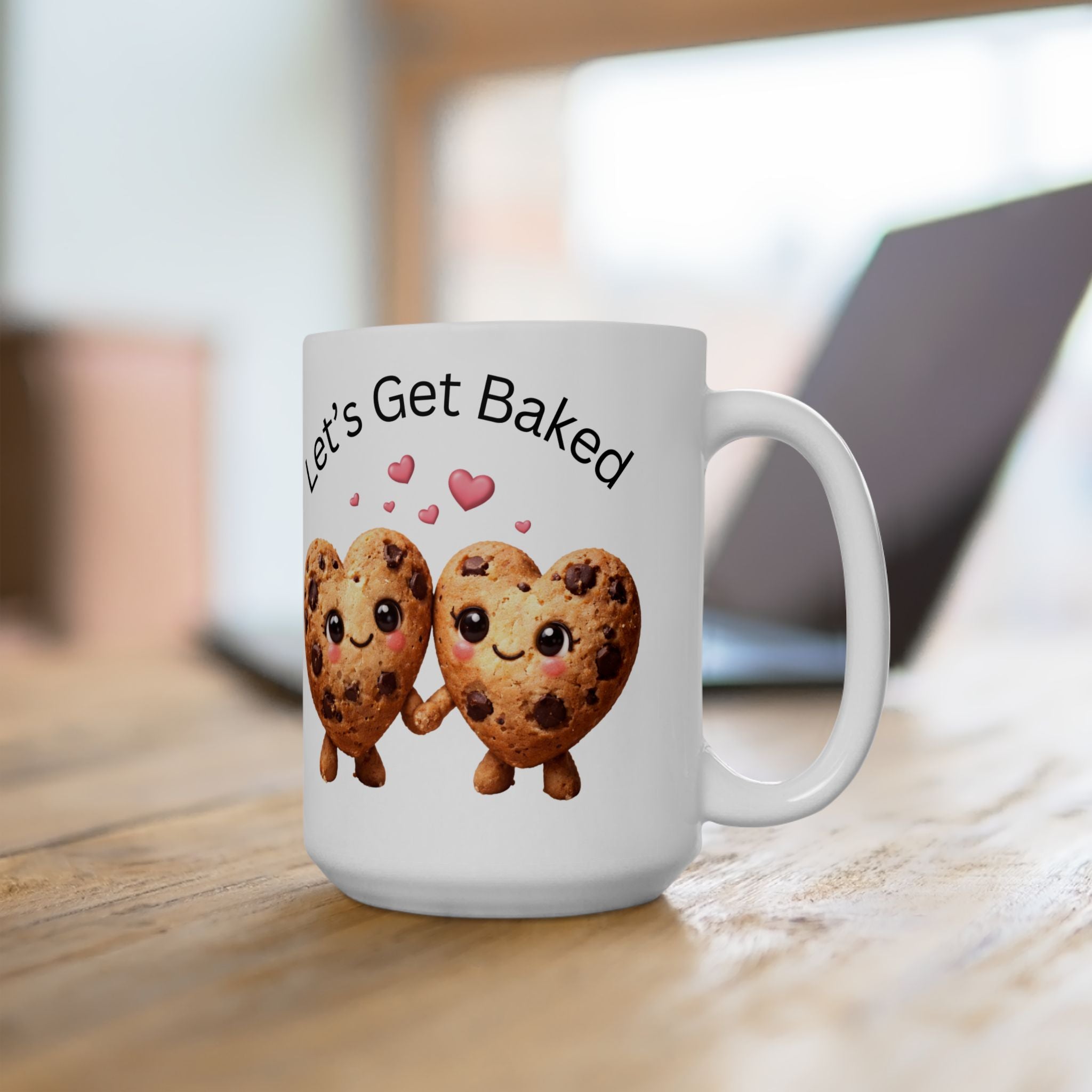 Let's Get Baked — Heart-Shaped Chocolate Chip Ceramic Mug (11oz, 15oz)