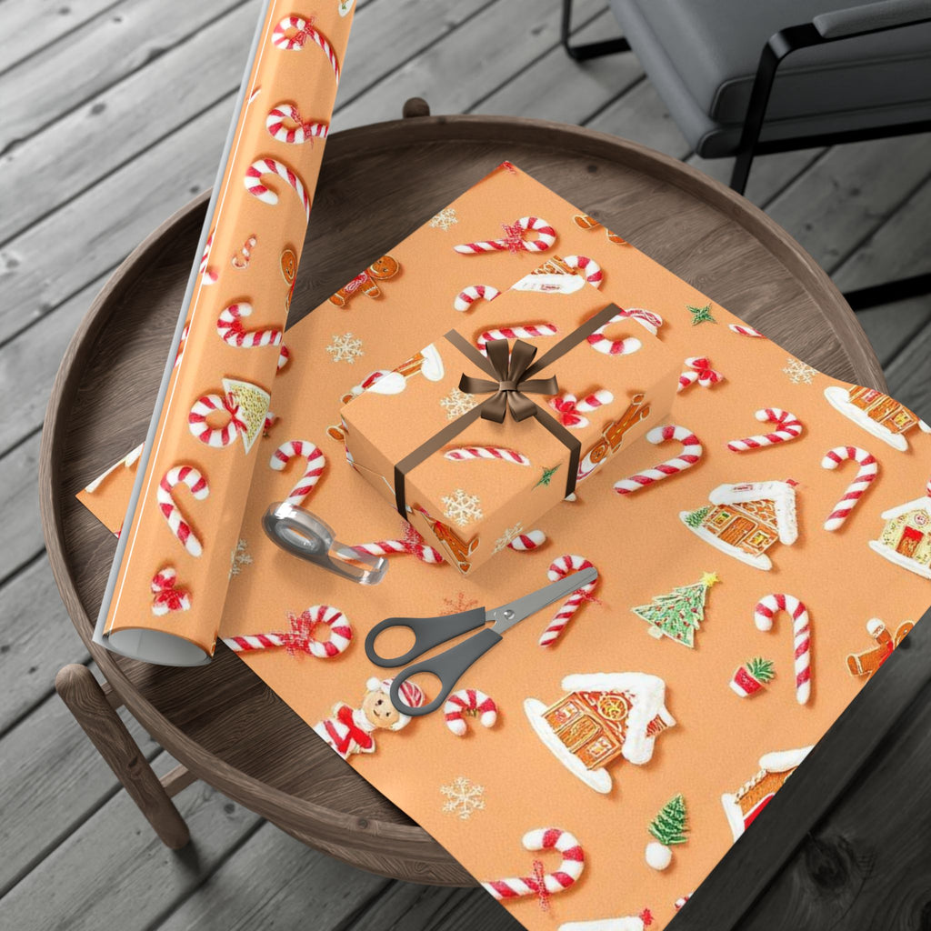 Wrapping Paper — Gingerbread & Candy Cane Holiday Gift Wrap