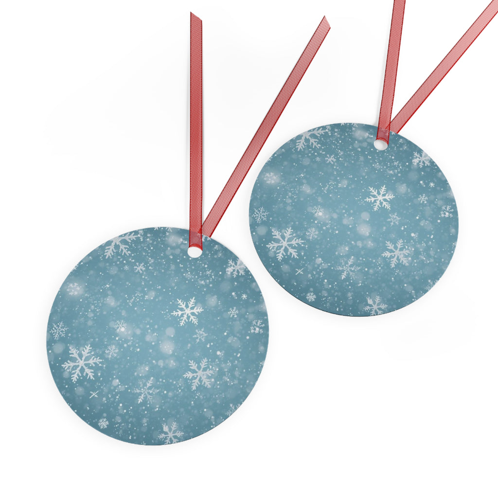 Snowflake Bell Metal Ornament — Blue Winter Holiday Christmas Decoration