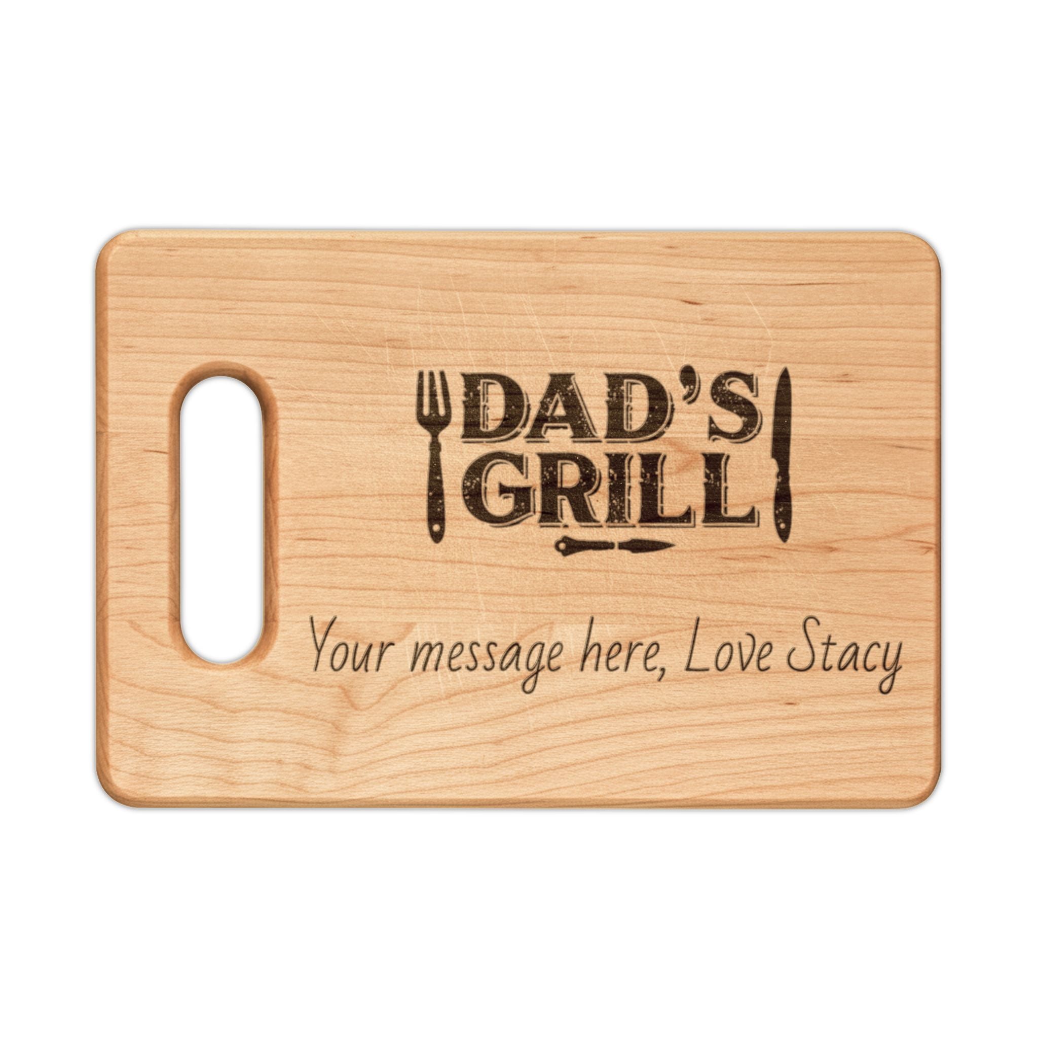 Engraved 'Dad's Grill' Wooden Cutting Board – Personalized BBQ Gift