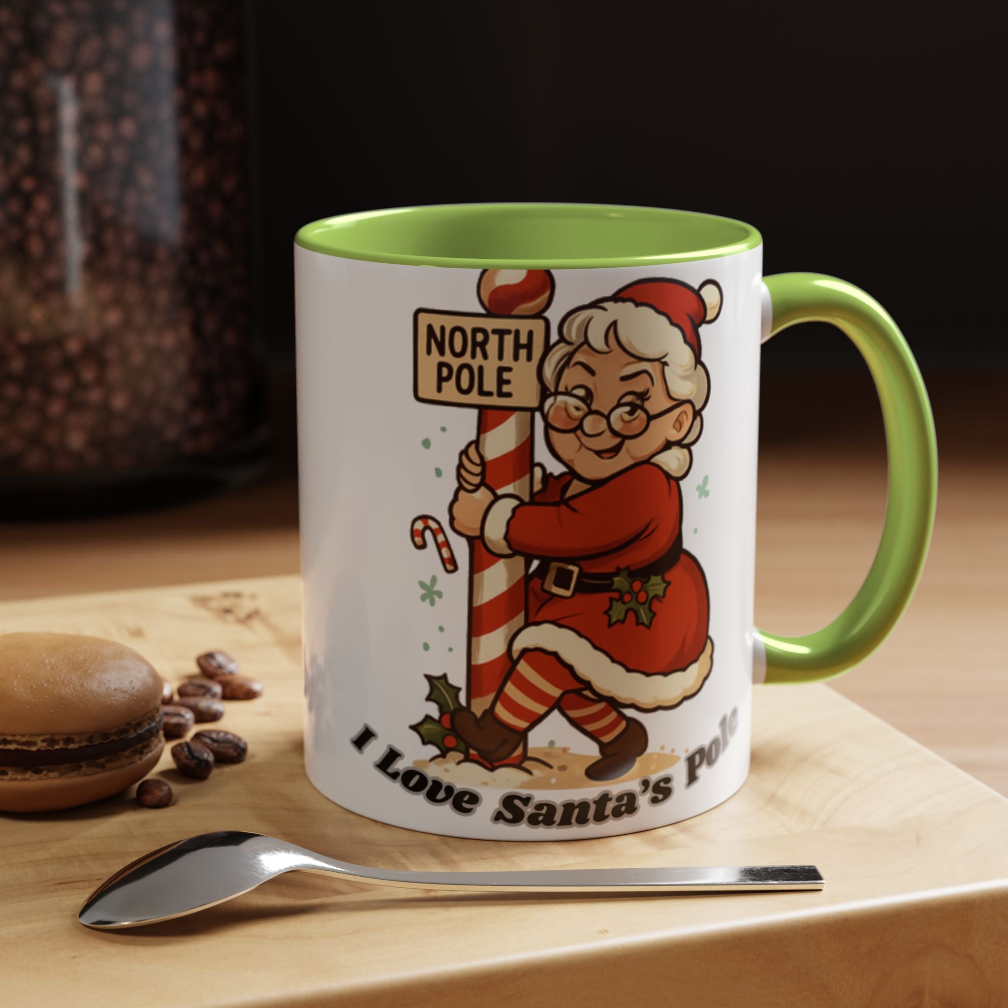 Festive Mrs. Claus Holiday Gift (11/15 oz) - 'I Love Santa's Pole' Coffee Mug
