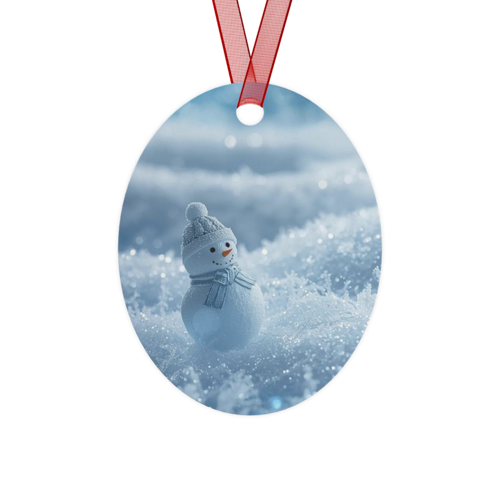 Snowman Metal Ornament — Winter Holiday Christmas Tree Decoration