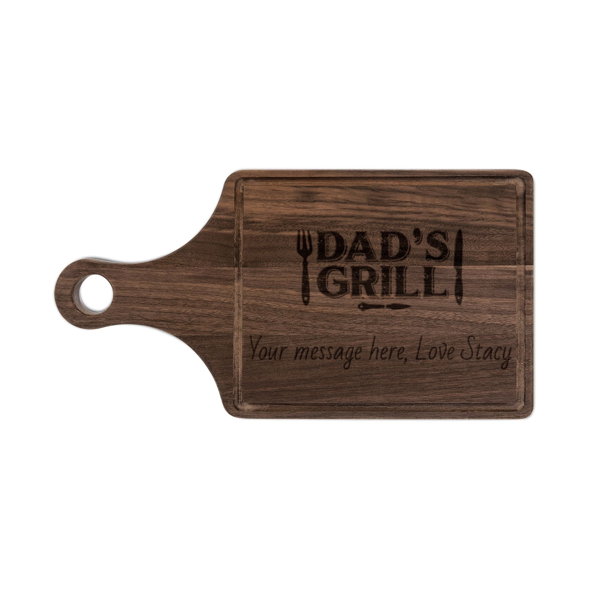 Engraved 'Dad's Grill' Wooden Cutting Board – Personalized BBQ Gift