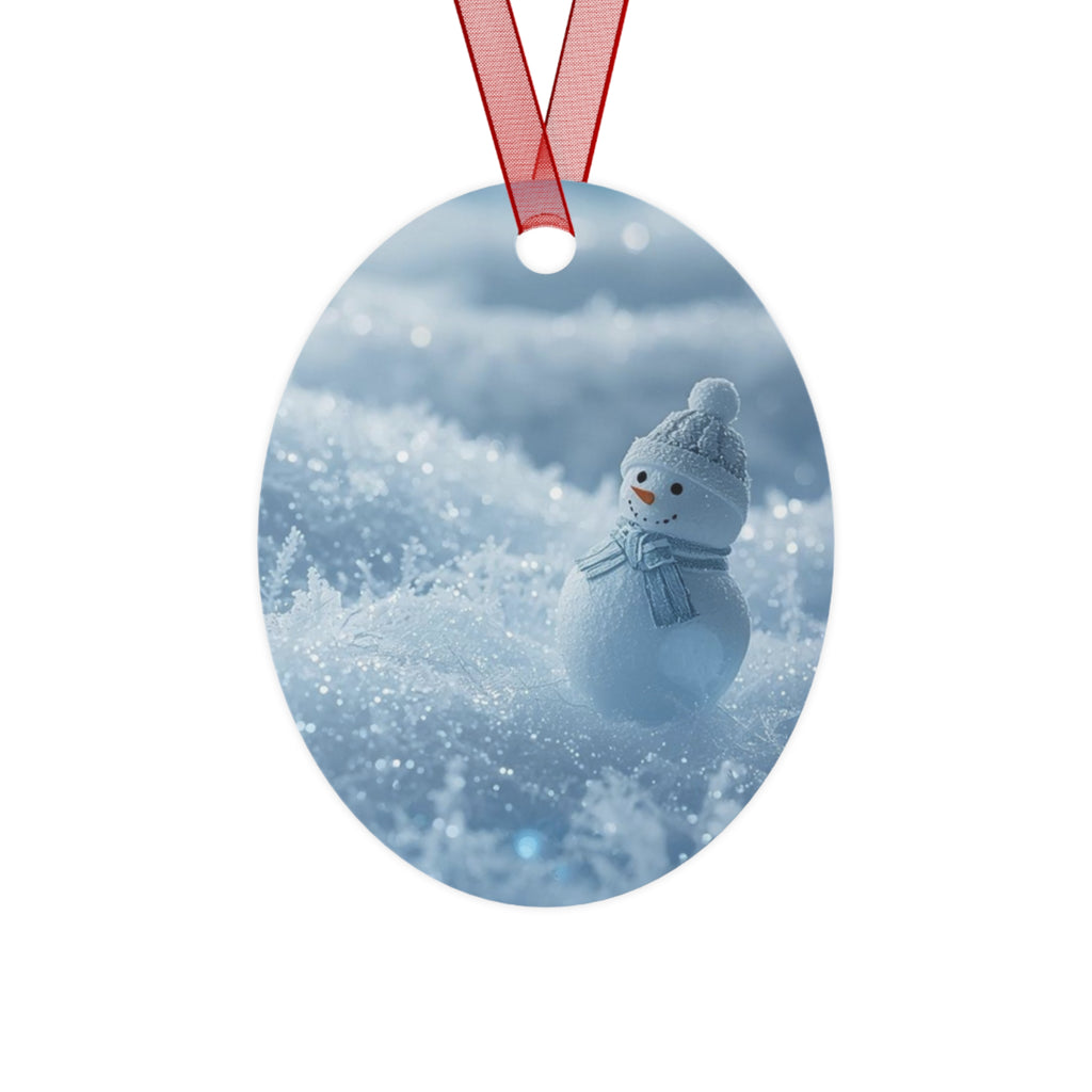Snowman Metal Ornament — Winter Holiday Christmas Tree Decoration
