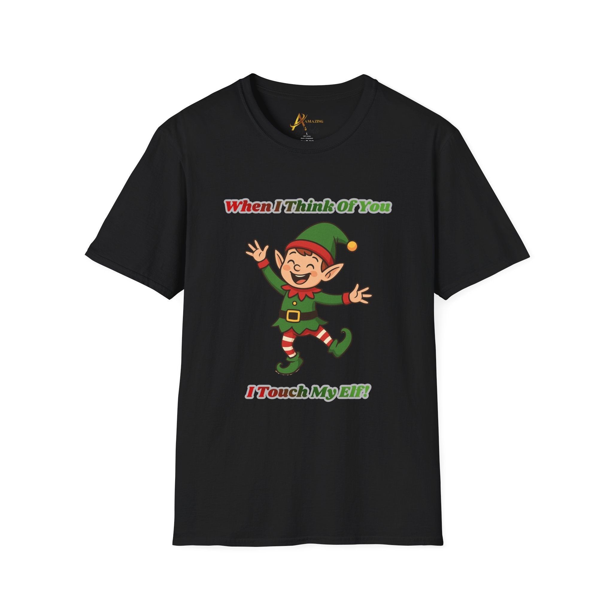 Adult Themed Elf T-Shirt – 'When I Think Of You I Touch My Elf' Christmas Attire