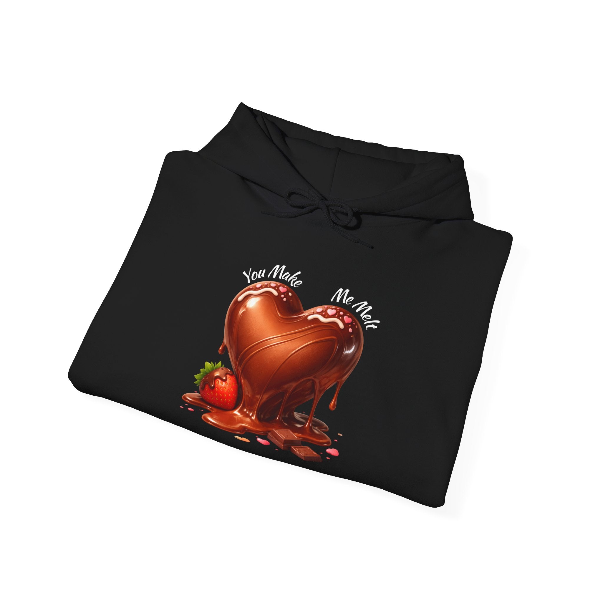 Chocolate-Dipped Heart Hoodie — Romantic Strawberry Valentine Sweatshirt