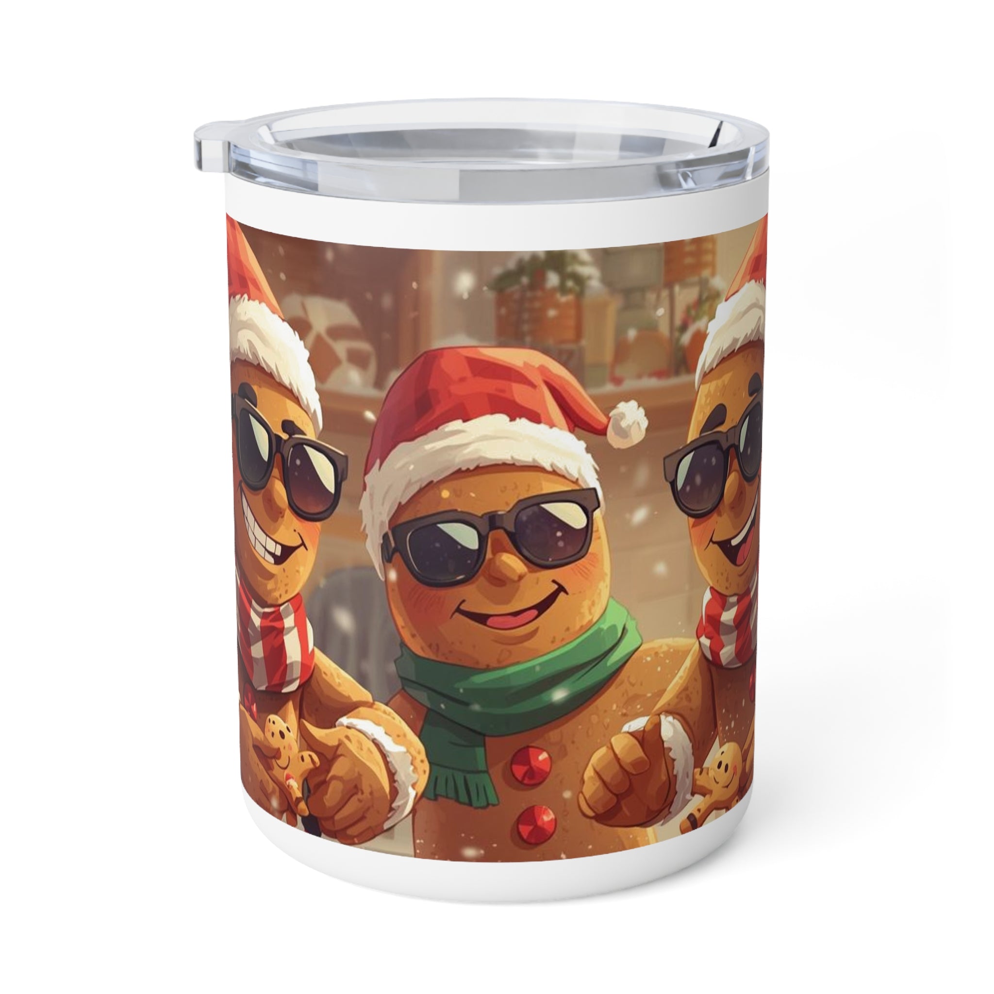 10oz Insulated Coffee Mug — Cool Gingerbread Holiday Coffee Tumbler