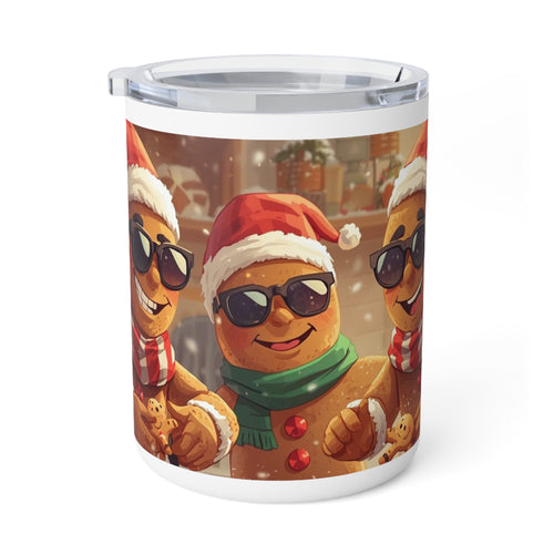 10oz Insulated Coffee Mug — Cool Gingerbread Holiday Coffee Tumbler