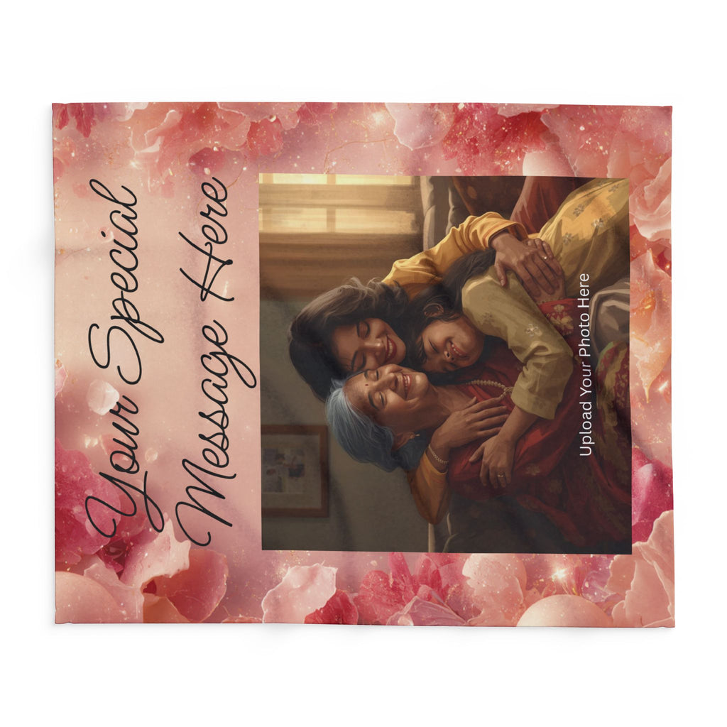 Personalized Photo Fleece Blanket — "Your Special Message Here" Floral Memorial Gift
