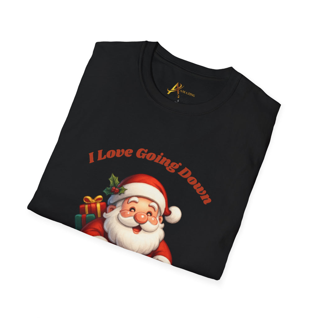 Adult Themed Santa Chimney T-Shirt - 'I Love Going Down' Christmas Attire