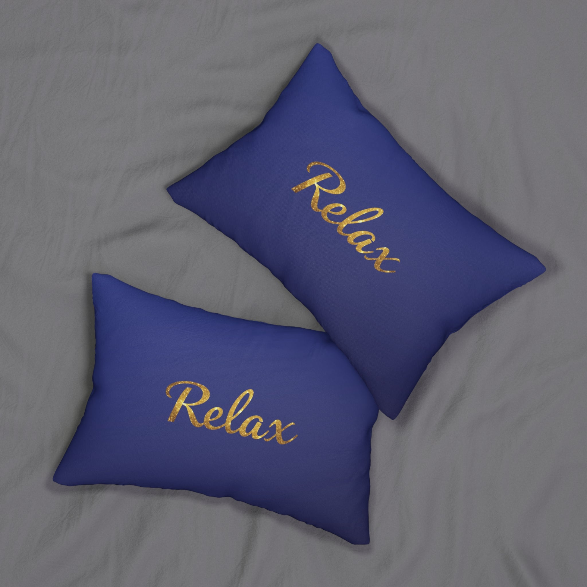 Relax Lumbar Pillow — Navy & Gold Decorative Accent Pillow for Living Room, Bedroom, Spa