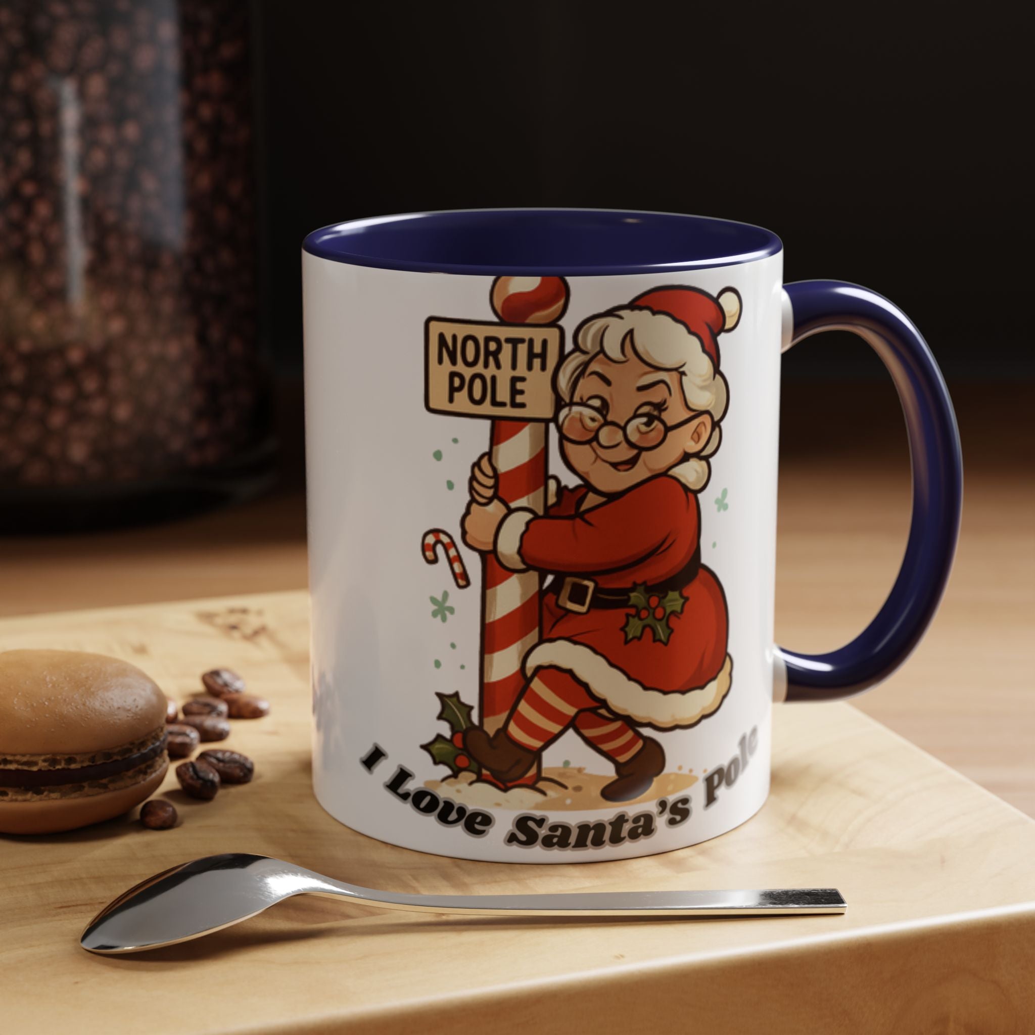 Festive Mrs. Claus Holiday Gift (11/15 oz) - 'I Love Santa's Pole' Coffee Mug