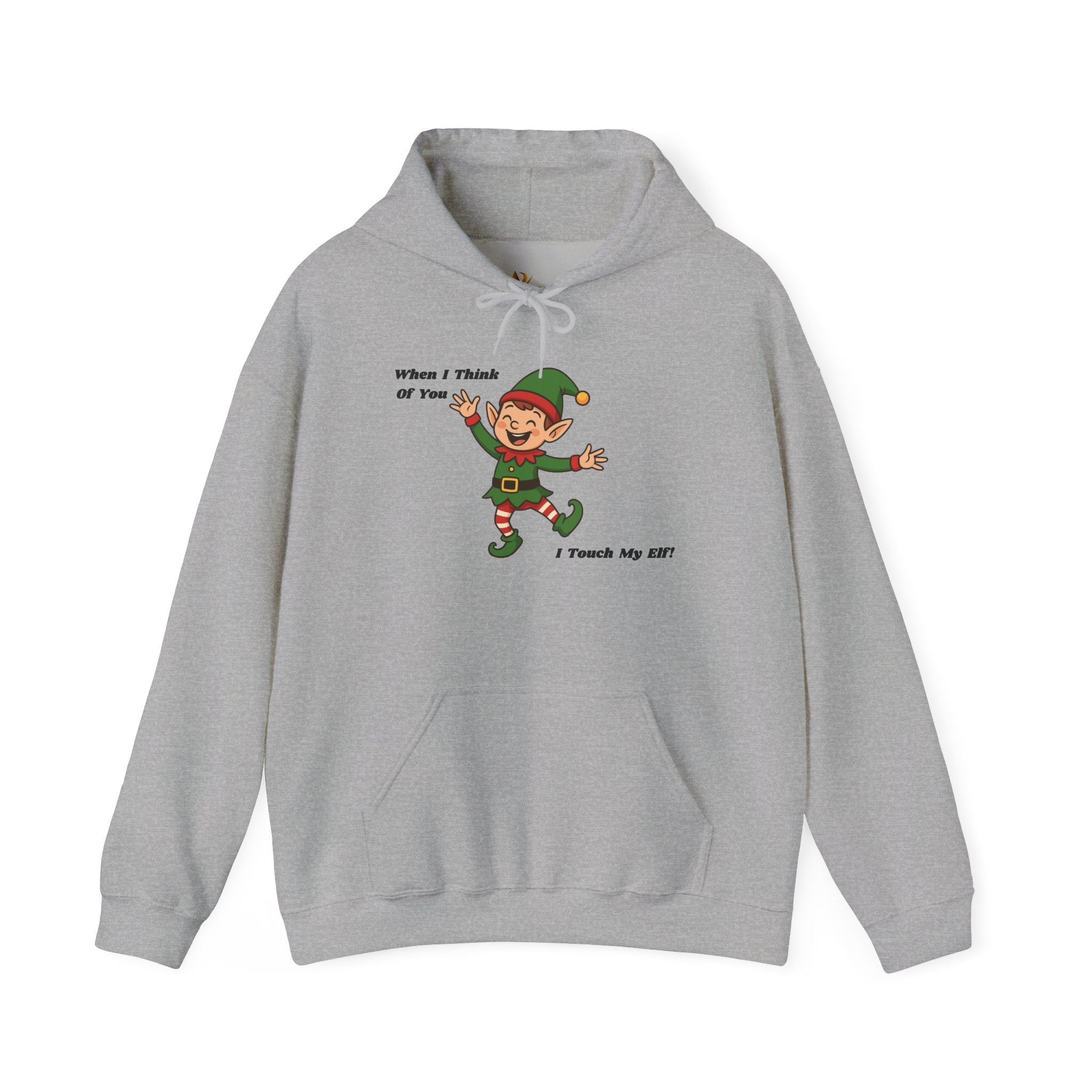 Adult Themed Elf Hoodie – 'When I Think of You I Touch My Elf' Christmas Attire
