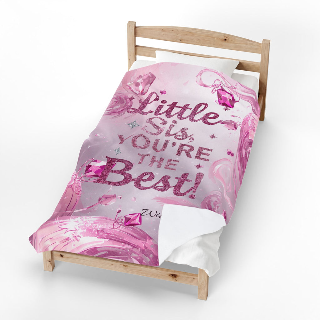 Little Sis You're the Best Plush Blanket — Personalized Velveteen Throw
