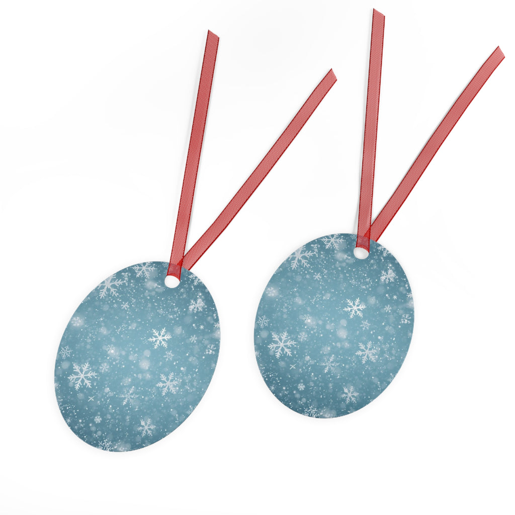 Snowflake Bell Metal Ornament — Blue Winter Holiday Christmas Decoration