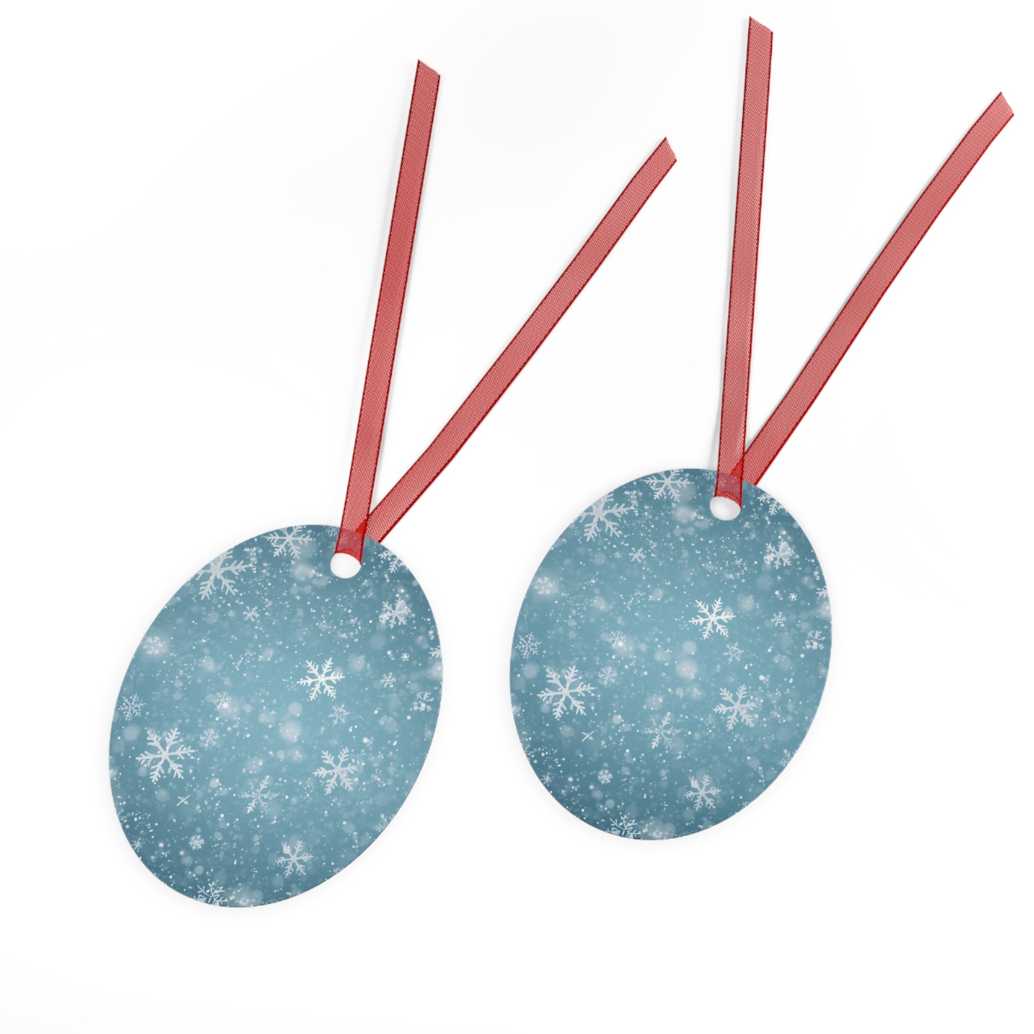 Snowflake Bell Metal Ornament — Blue Winter Holiday Christmas Decoration