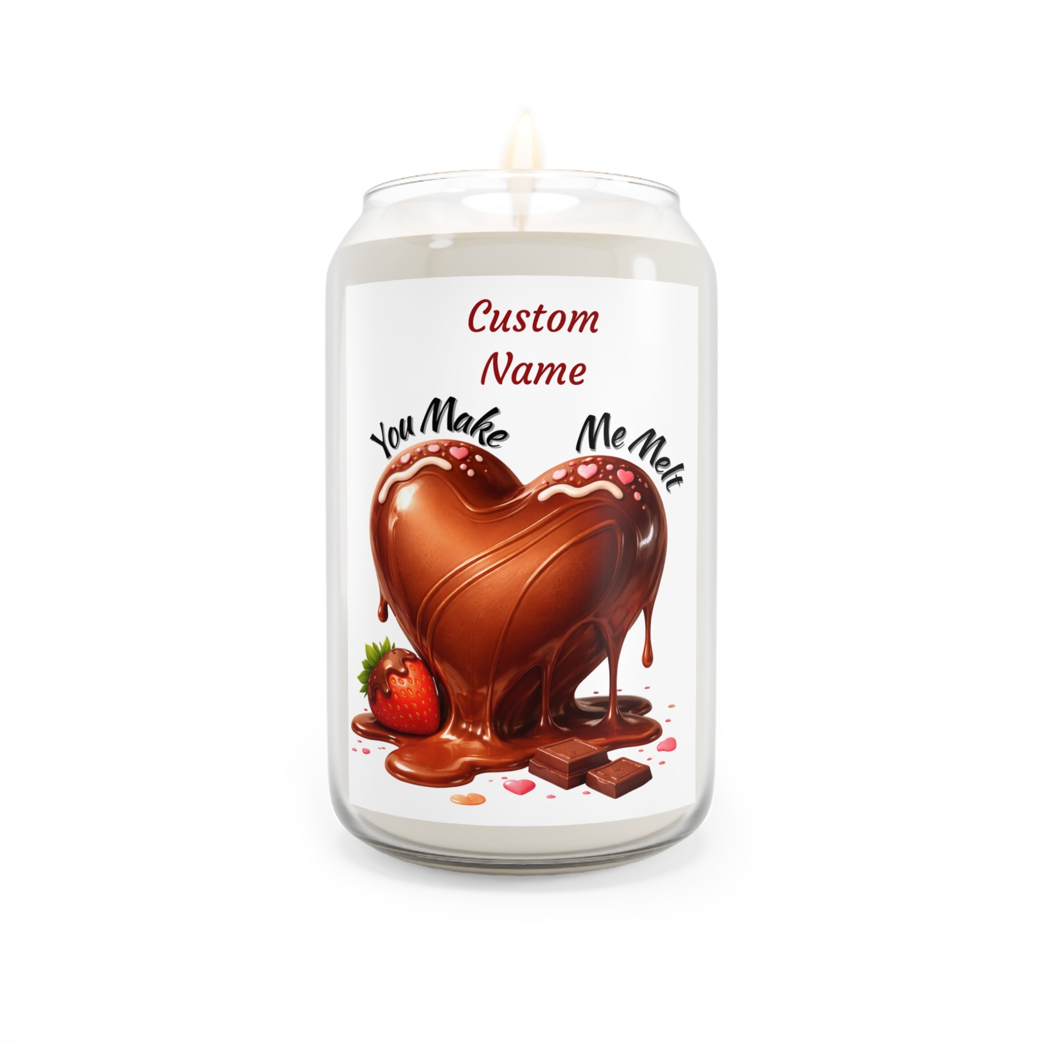 Personalized Chocolate Heart Soy Candle — "You Make Me Melt" (13.75 oz)
