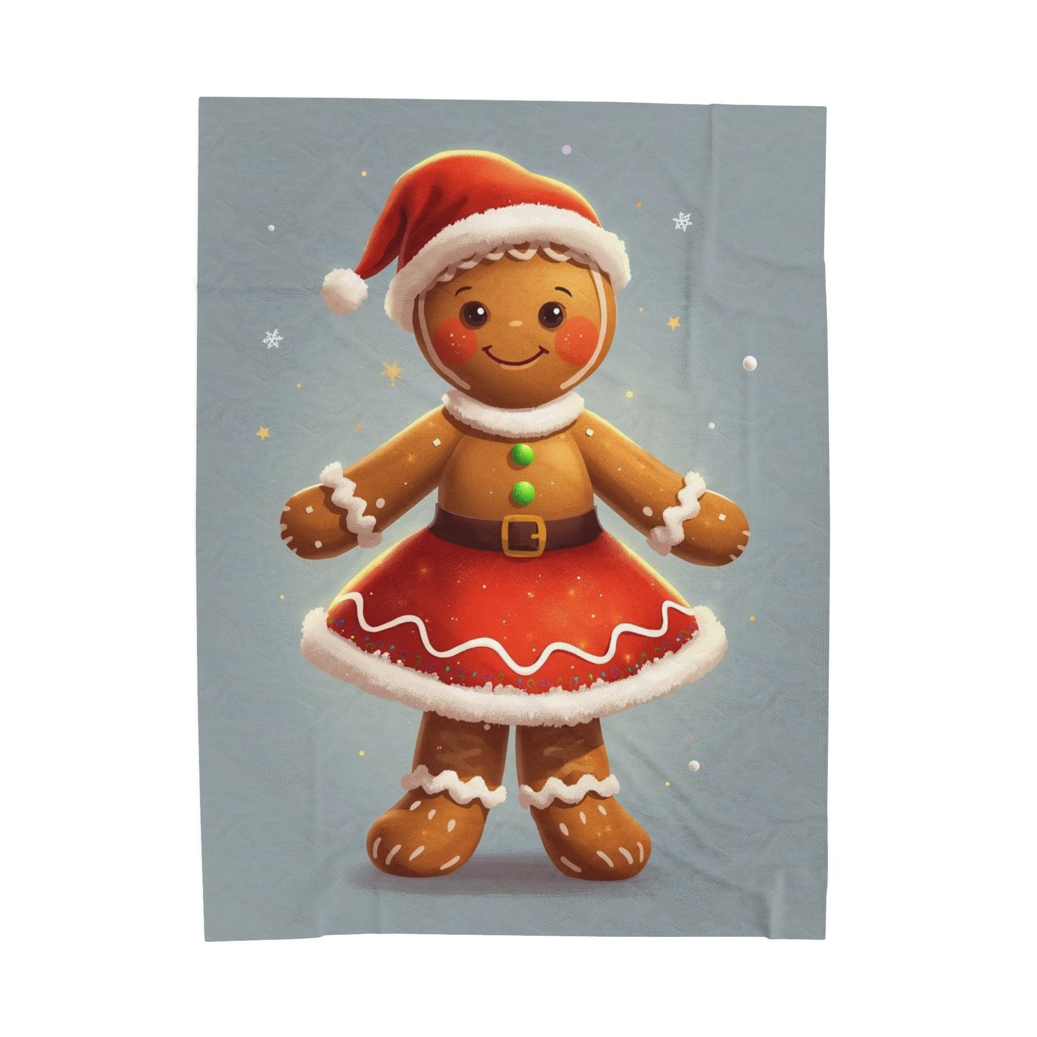 Gingerbread Girl Christmas Plush Blanket — Cute Holiday Velveteen Throw