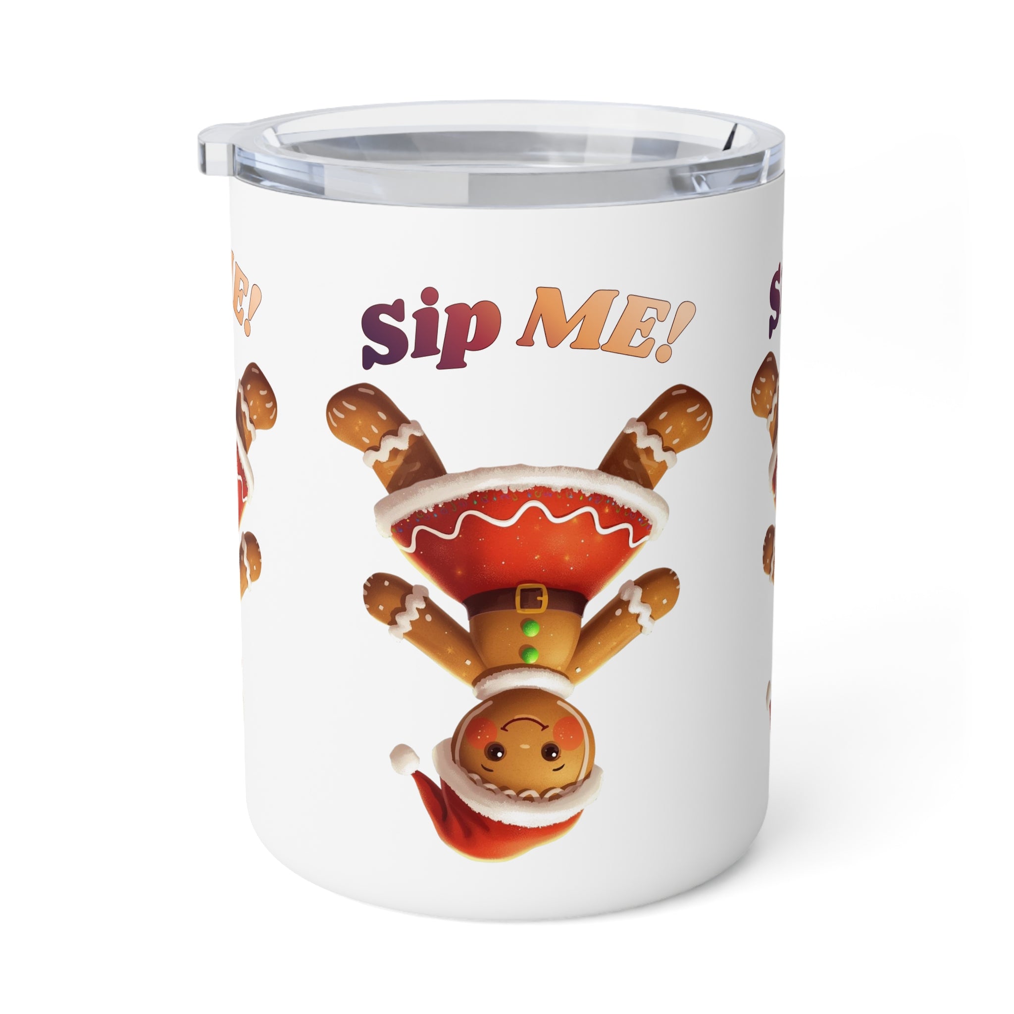Gingerbread Girl Insulated Coffee Mug – 'Sip Me!' Holiday Travel Tumbler, 10oz