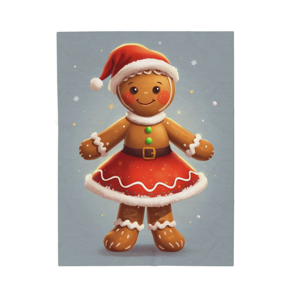 Gingerbread Girl Christmas Plush Blanket — Cute Holiday Velveteen Throw