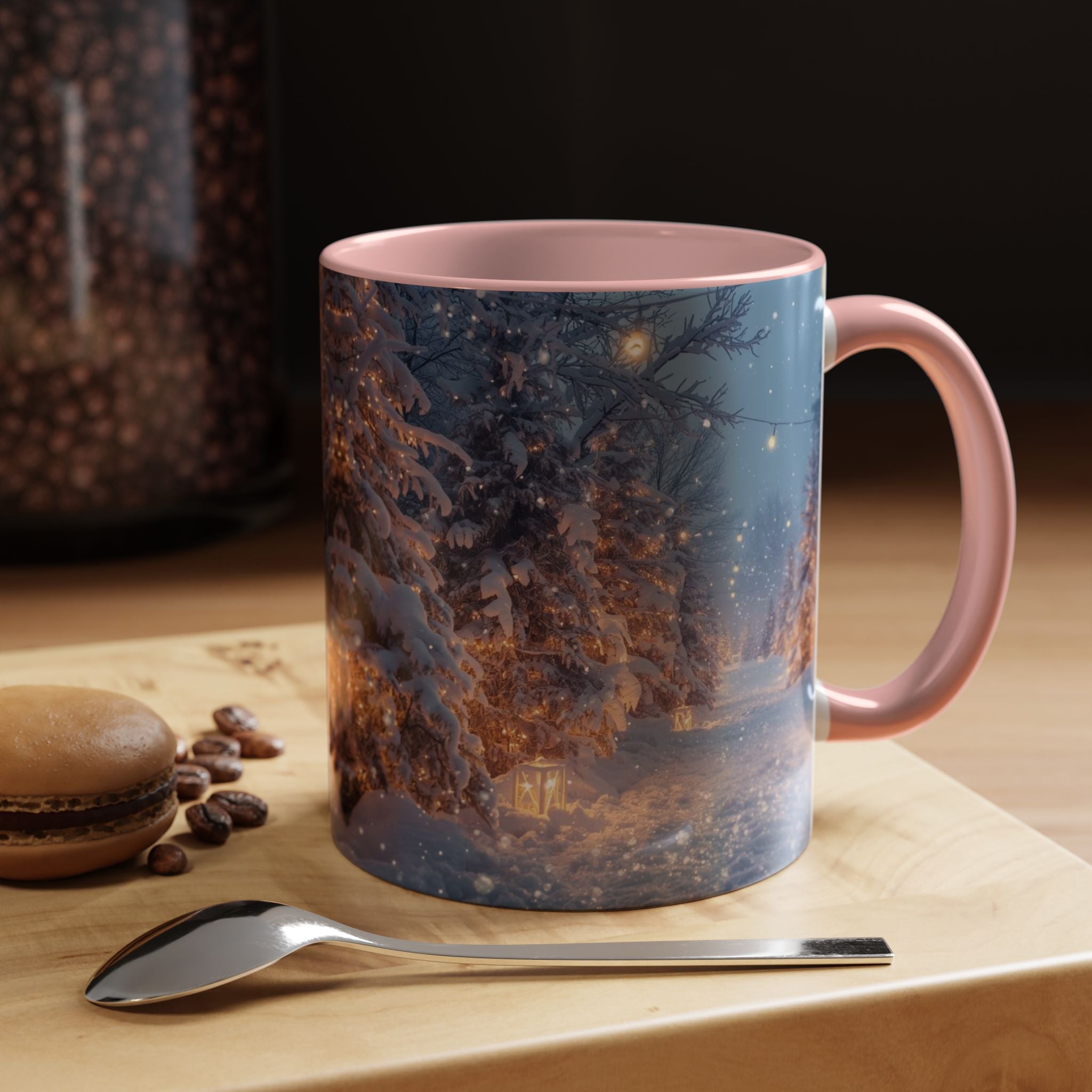 Winter Snowy Forest Coffee Mug — Cozy Holiday Evening Accent Mug
