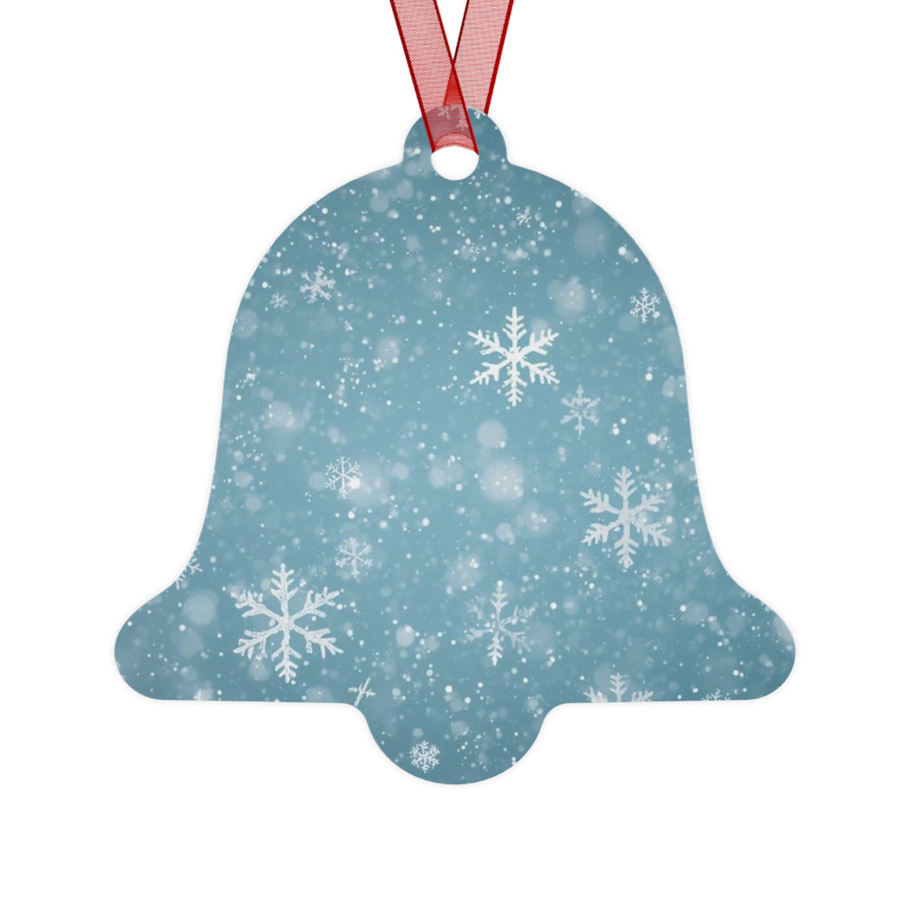Snowflake Bell Metal Ornament — Blue Winter Holiday Christmas Decoration