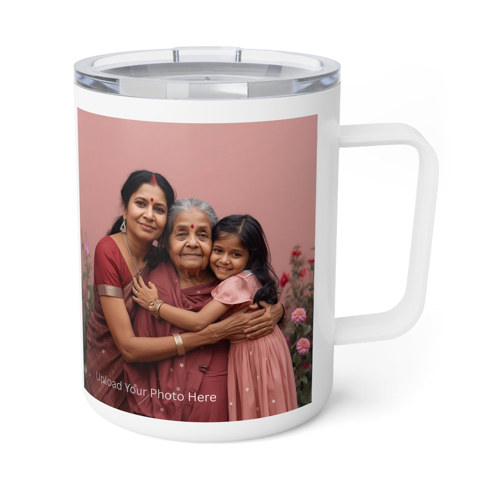 Mother's Day Photo Insulated 10oz Coffee Mug - 'Spend the Month With Mom' Floral Script
