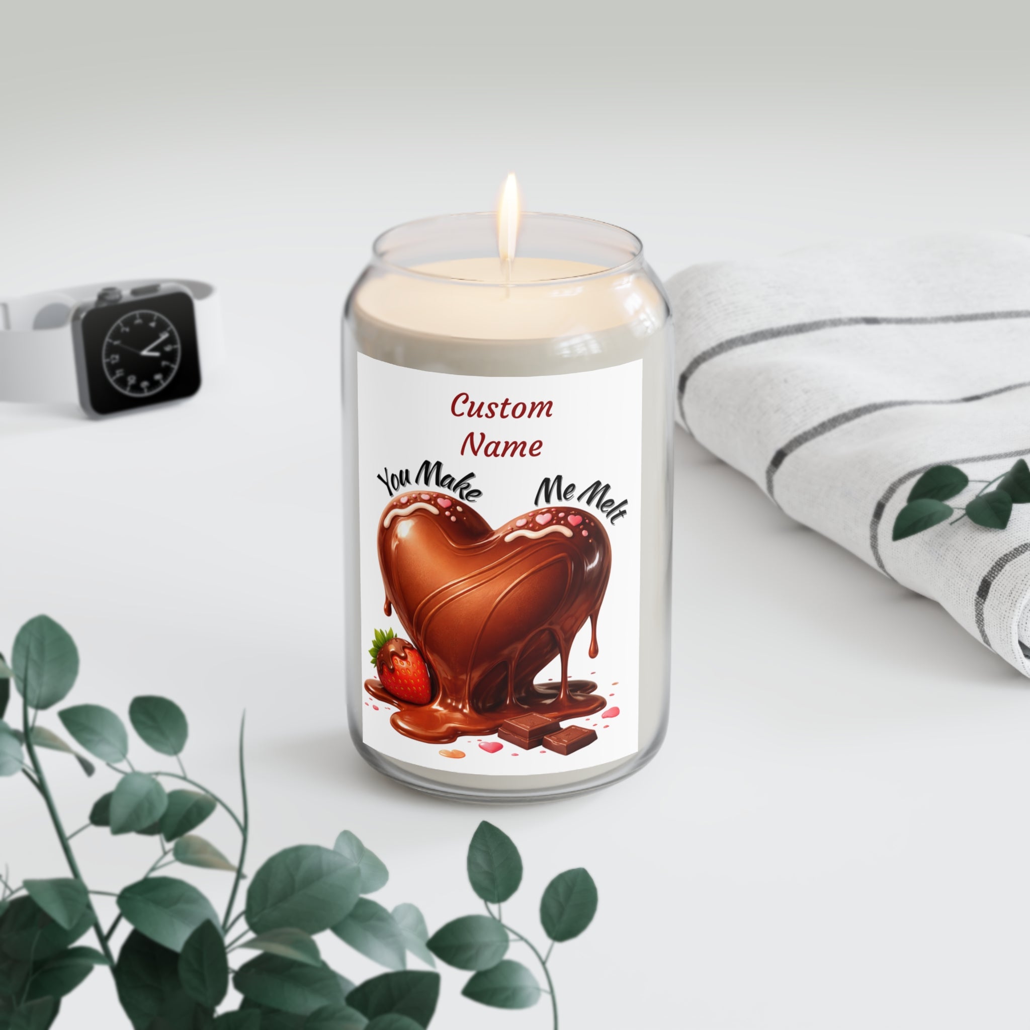 Personalized Chocolate Heart Soy Candle — "You Make Me Melt" (13.75 oz)