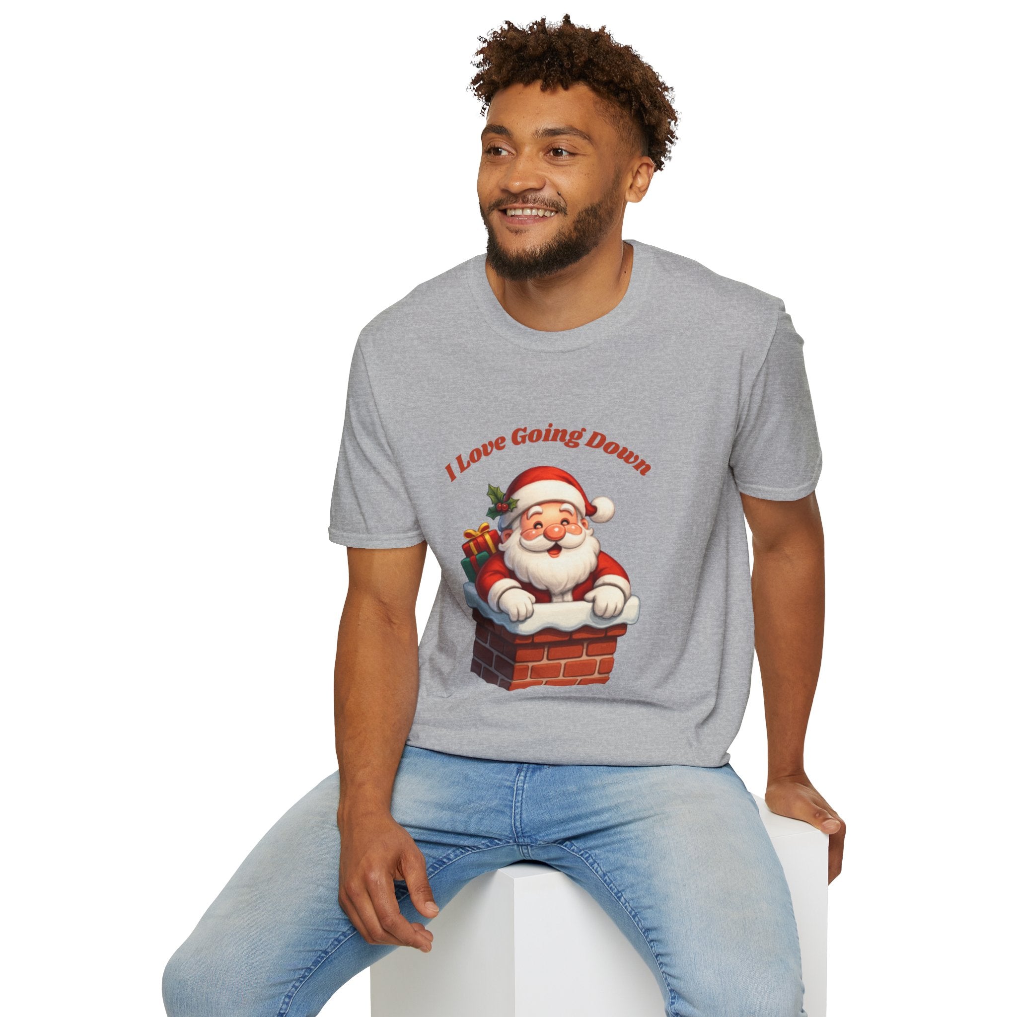 Adult Themed Santa Chimney T-Shirt - 'I Love Going Down' Christmas Attire