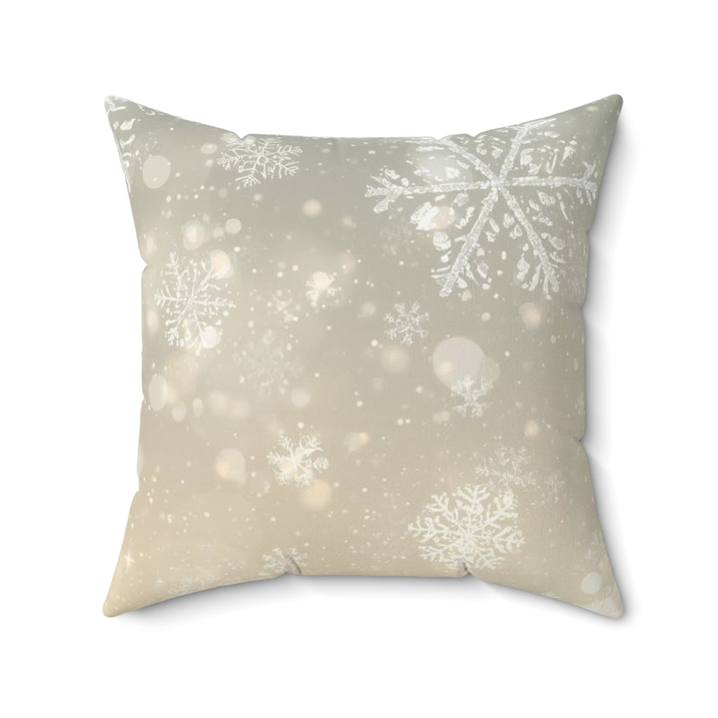 Snowflake Glow Square Pillow — Winter Holiday Decorative Throw Pillow