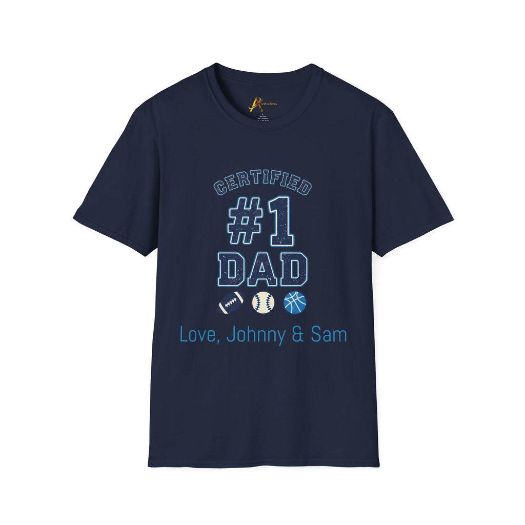 Certified #1 Dad Sports T-Shirt — Personalized "Love, [Names]" Father's Day Tee