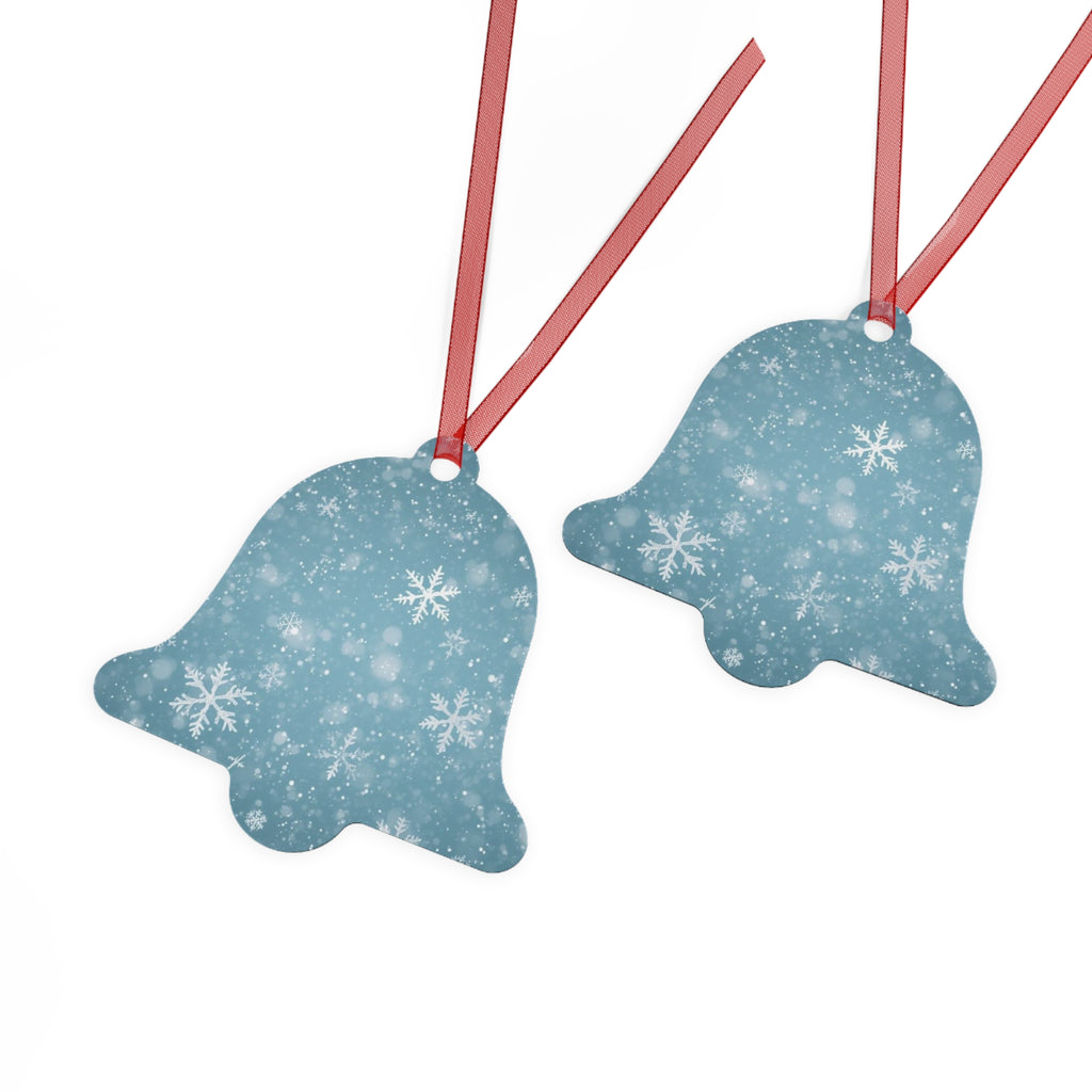 Snowflake Bell Metal Ornament — Blue Winter Holiday Christmas Decoration