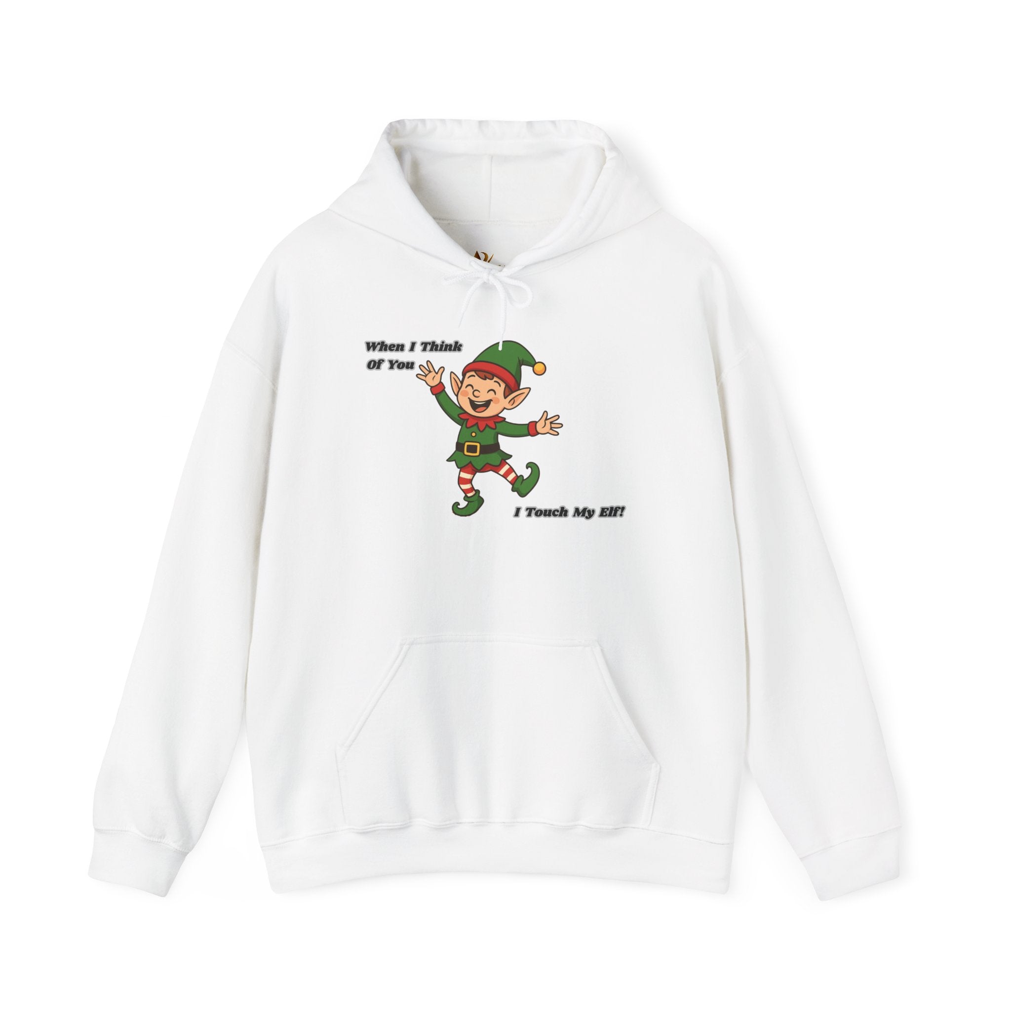 Adult Themed Elf Hoodie – 'When I Think of You I Touch My Elf' Christmas Attire