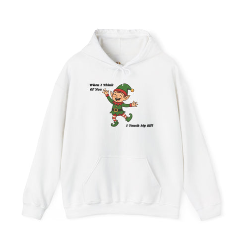 Adult Themed Elf Hoodie – 'When I Think of You I Touch My Elf' Christmas Attire