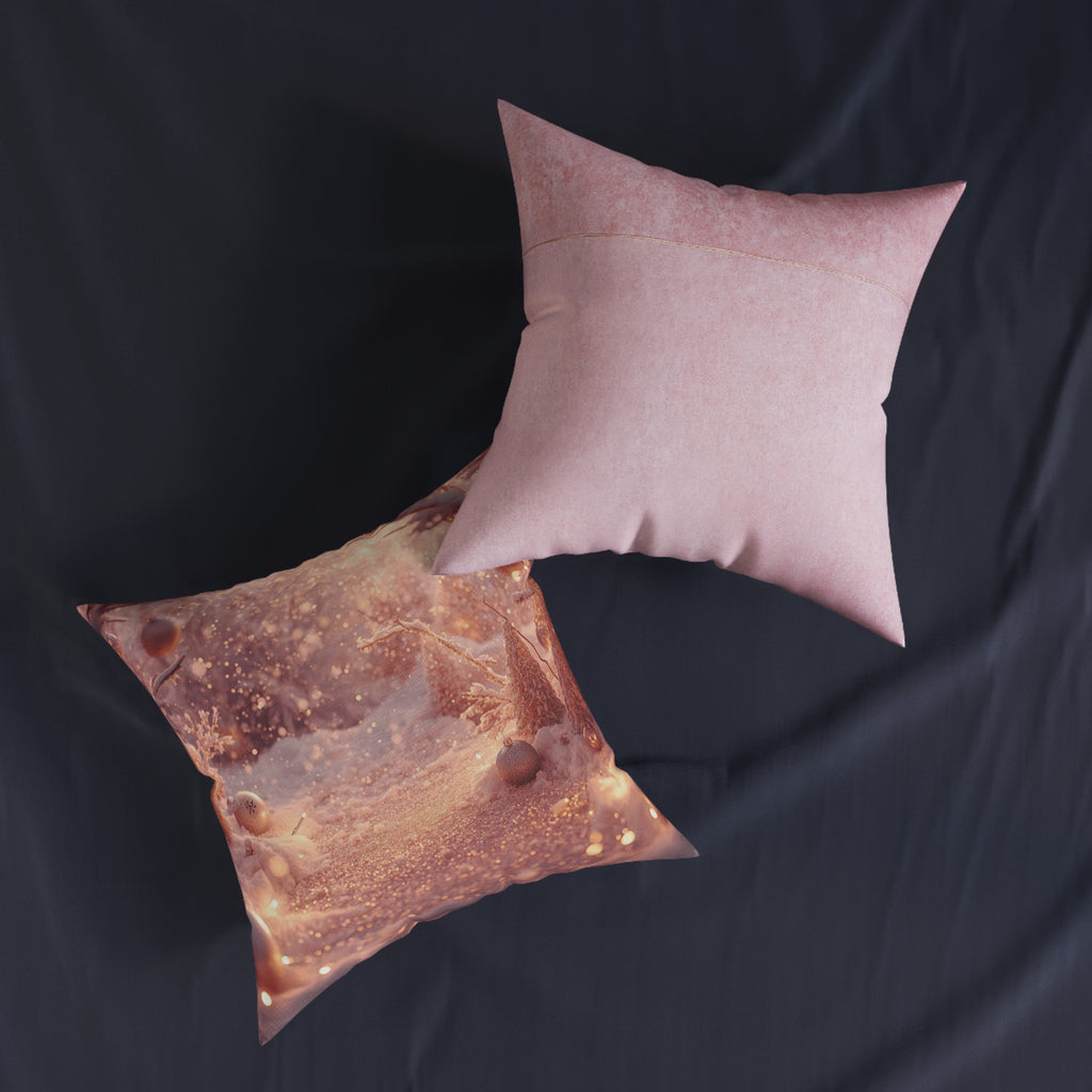 Pink Winter Wonderland Square Pillow — Decorative Throw Cushion