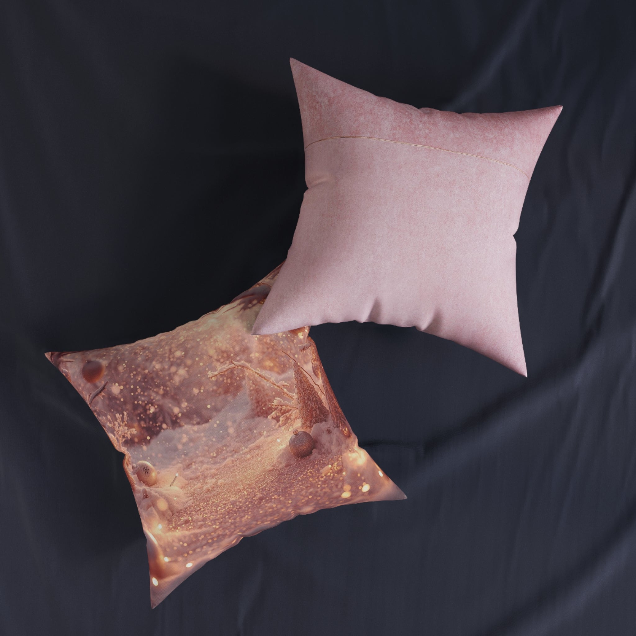 Pink Winter Wonderland Square Pillow — Decorative Throw Cushion