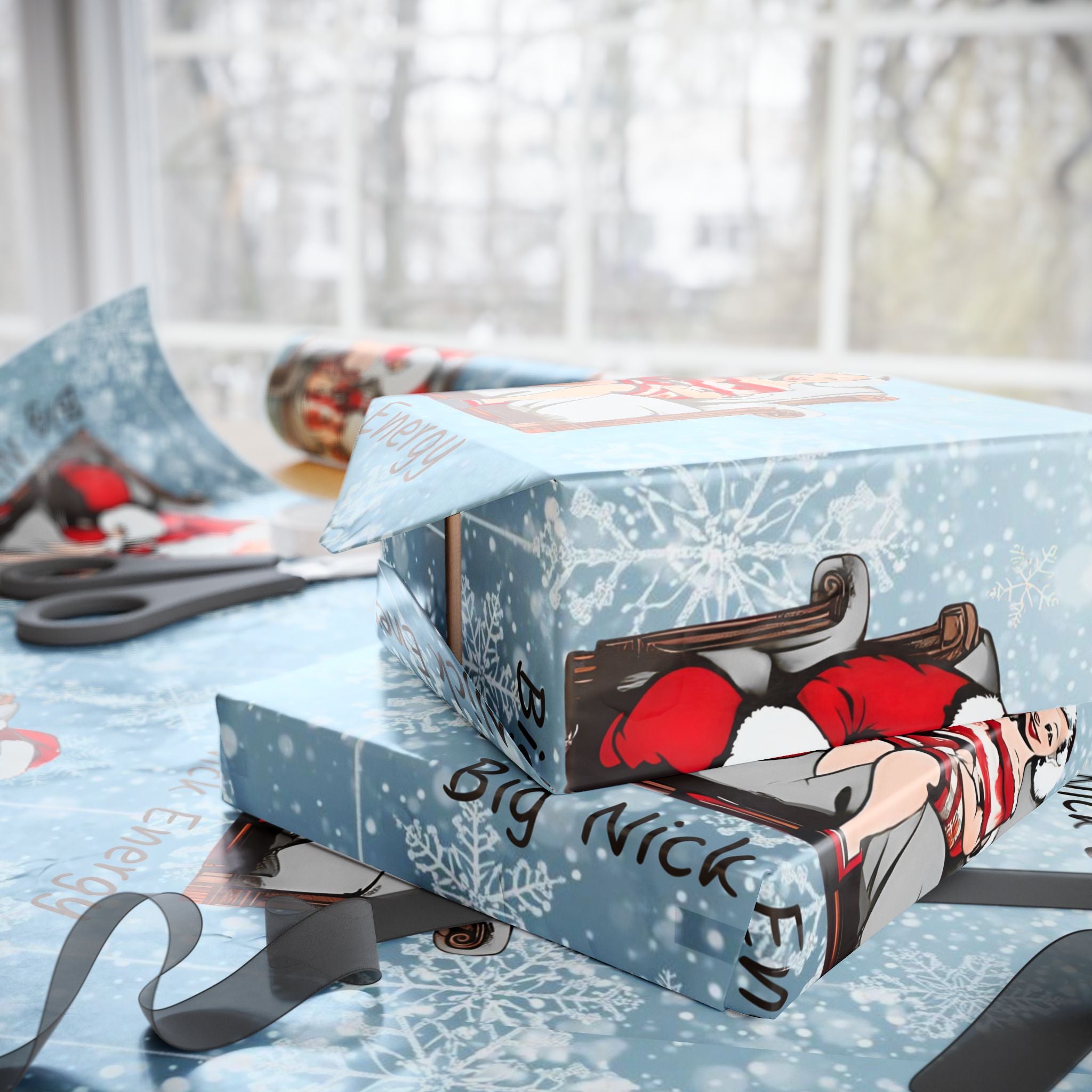 Christmas Santa Wrapping Paper Roll – 'Big Nice Energy' Holiday Gift Wrap