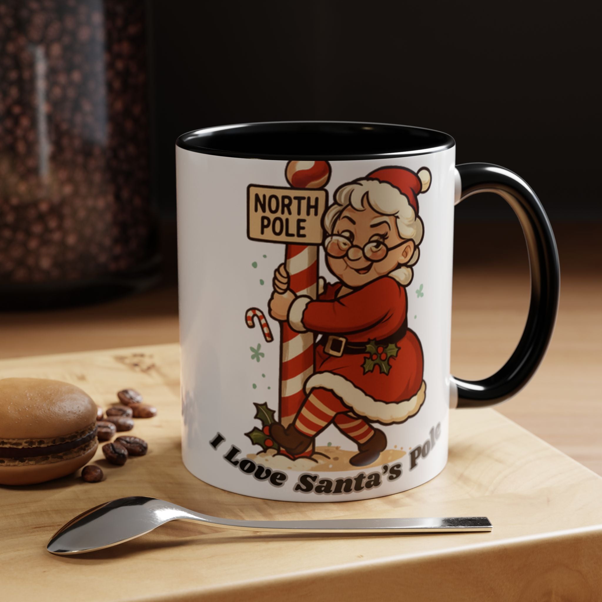 Festive Mrs. Claus Holiday Gift (11/15 oz) - 'I Love Santa's Pole' Coffee Mug