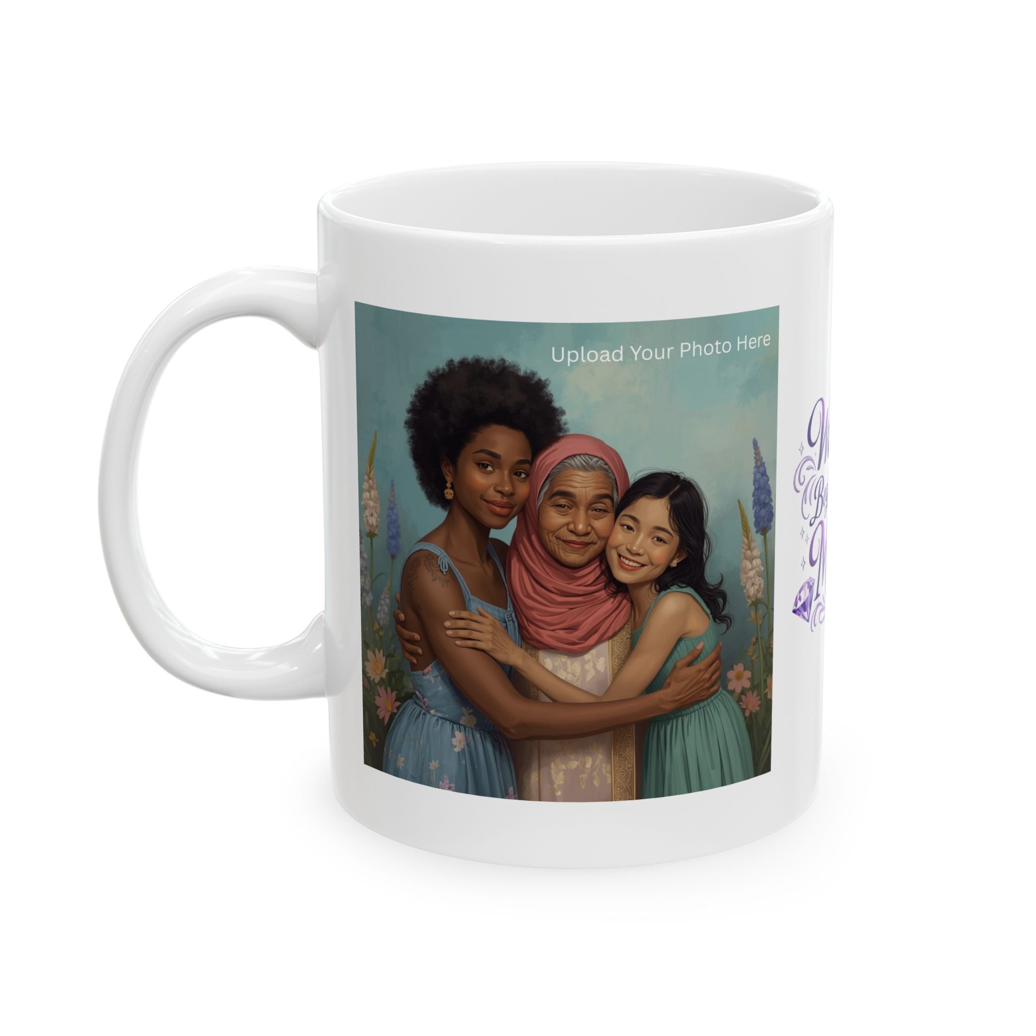 Warmth Begins With Mom Ceramic Mug — Mother's Day Gift, Inspirational Floral Coffee Cup
