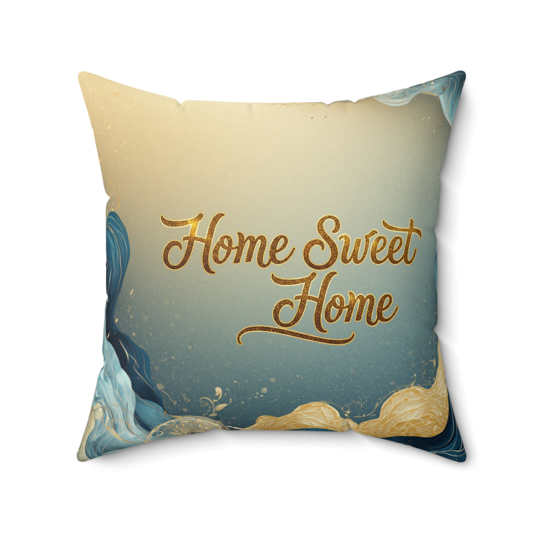 Home Sweet Home Faux Suede Pillow - Coastal Blue Decorative Throw Pillow