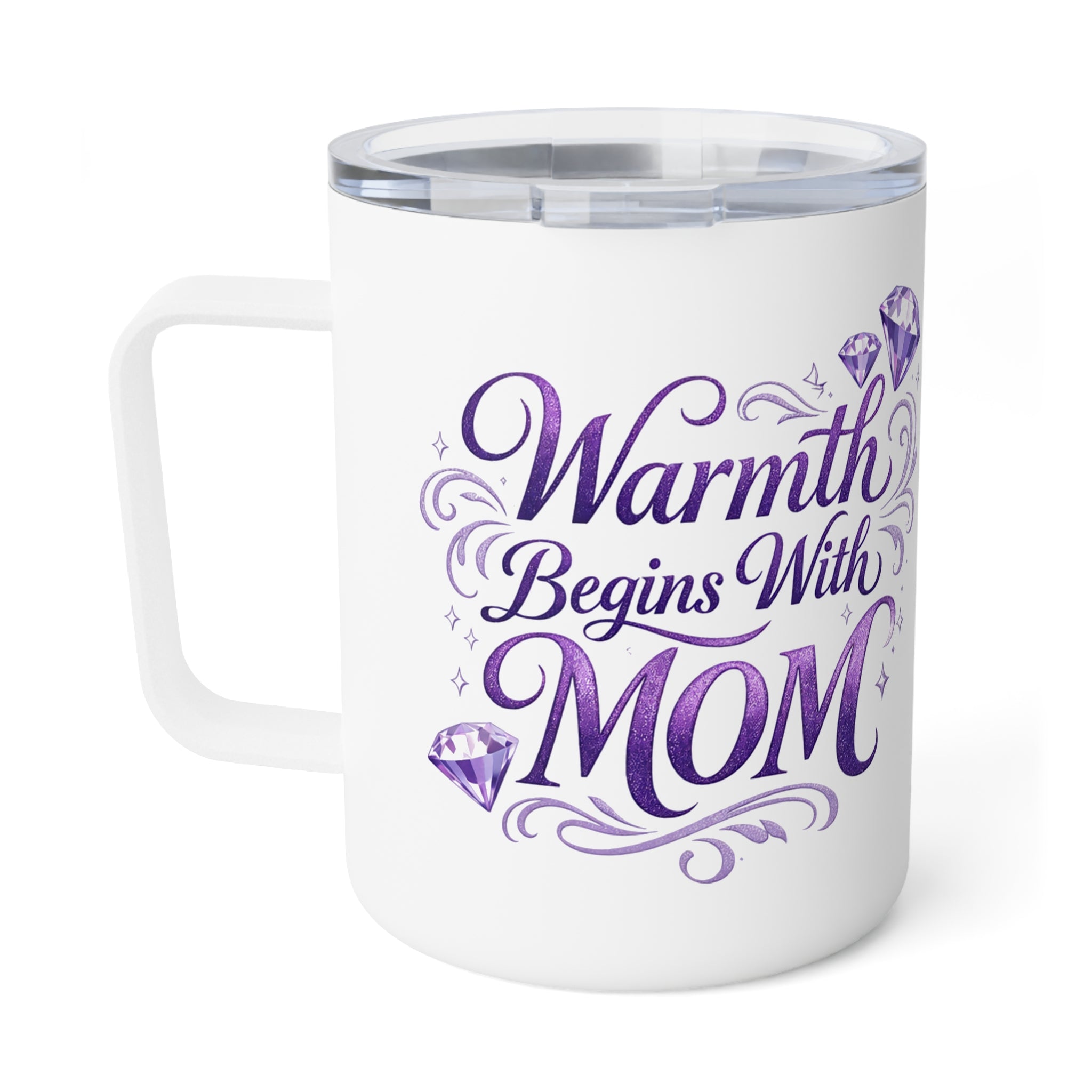 10oz Insulated Coffee Mug - "Smooth With Mom" Floral Portrait Design