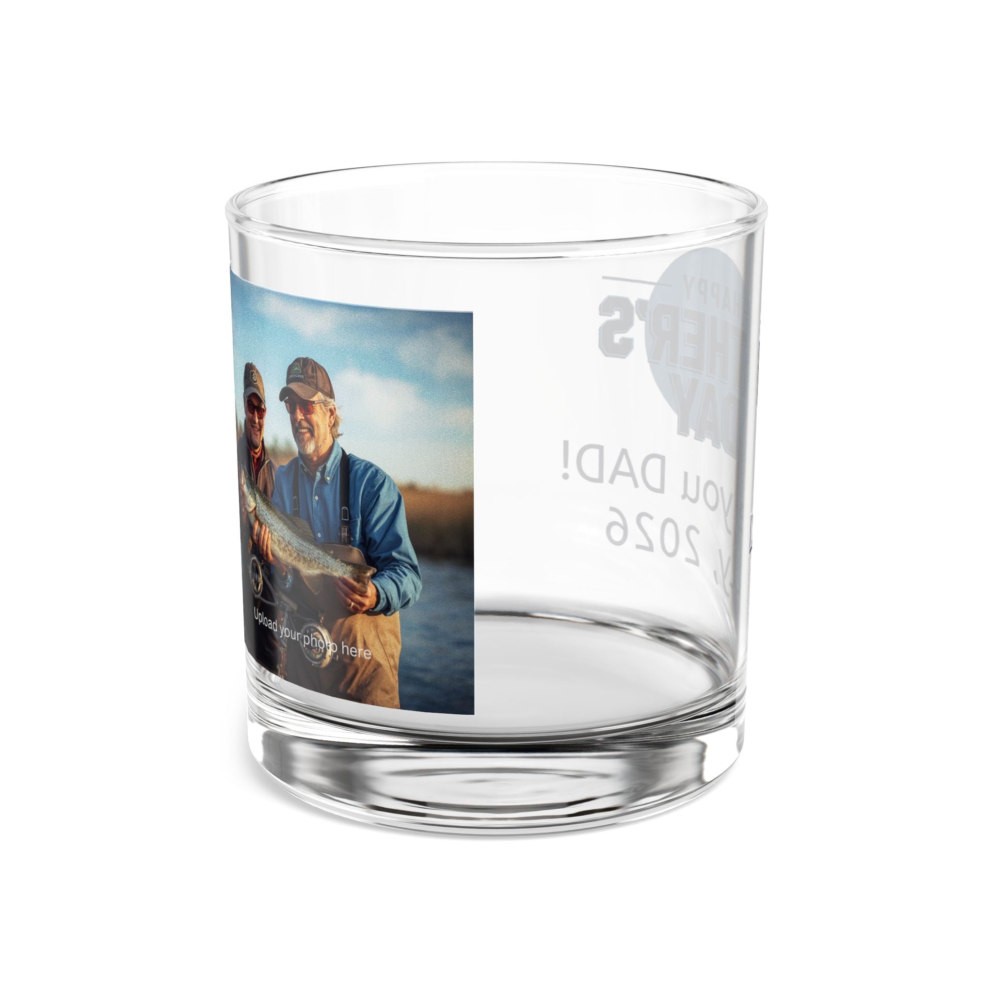 Father's Day Photo Rocks Glass — Personalized 10oz Whiskey Glass (Love You Dad, Custom Name & Year)