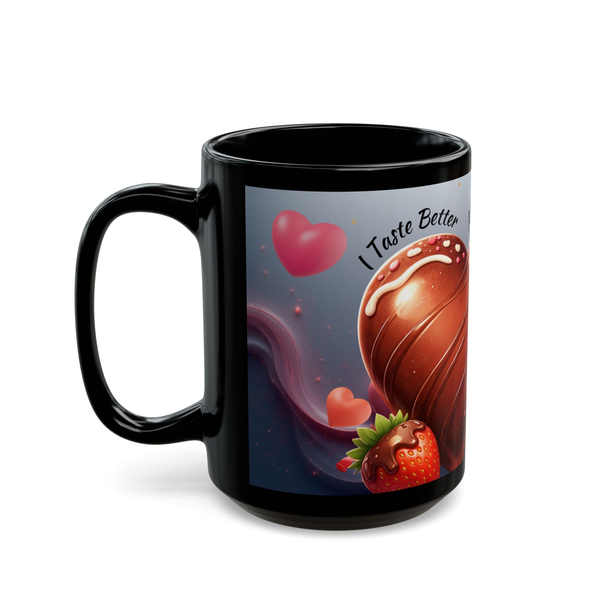 Chocolate Heart Illustration Mug | Black Ceramic Coffee Mug (11oz, 15oz)